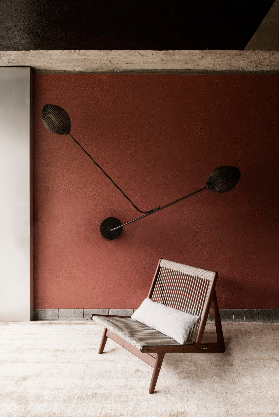 Sessel MR01 Nussbaum und Leinen