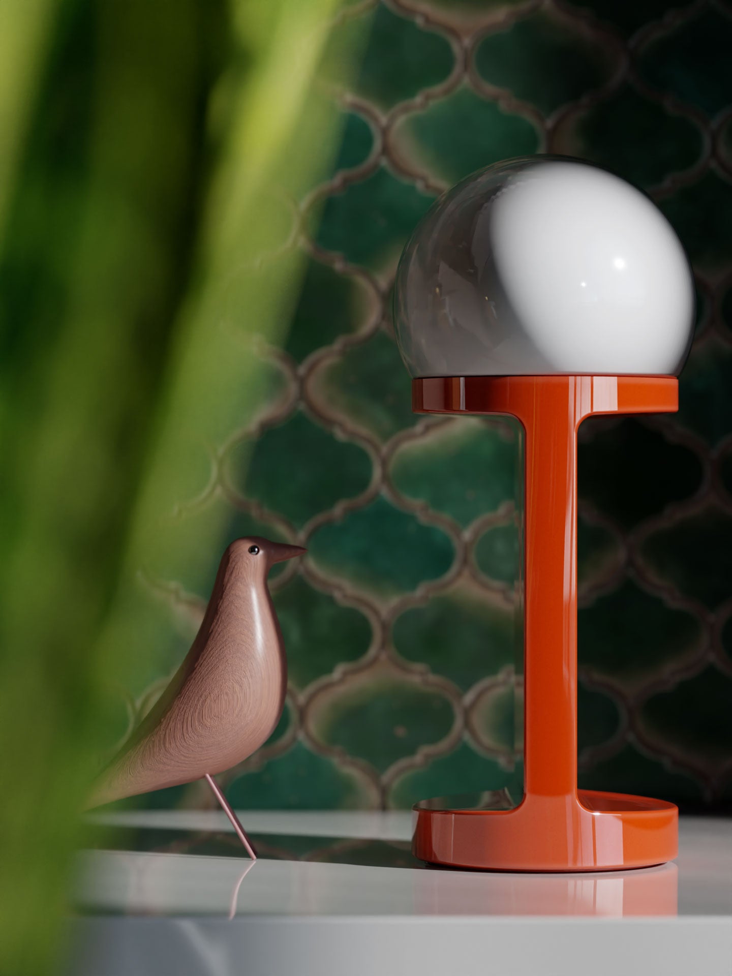 HABEA Keramik-Tischlampe Salbeigrün 