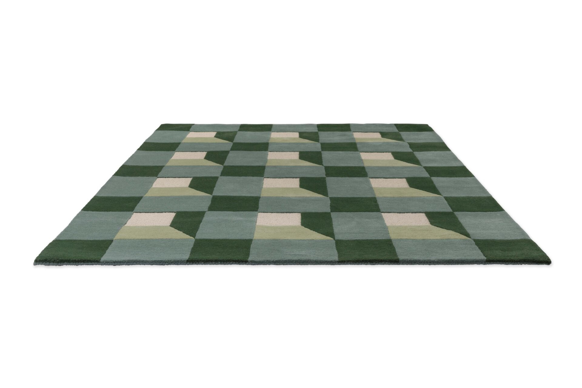 BLOCKS FERN grün-beiger Teppich