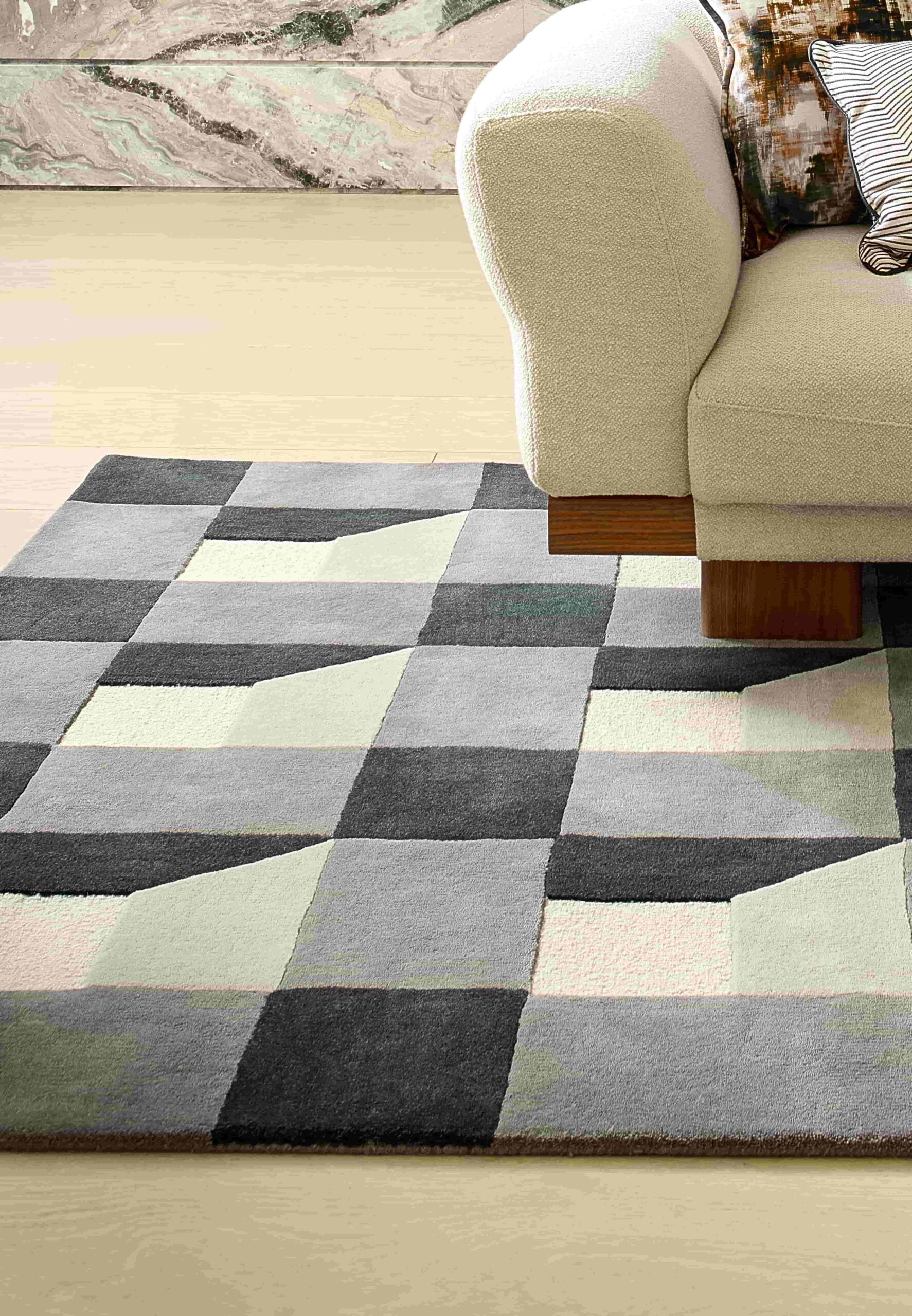 BLOCKS SLATE Teppich grau-beige