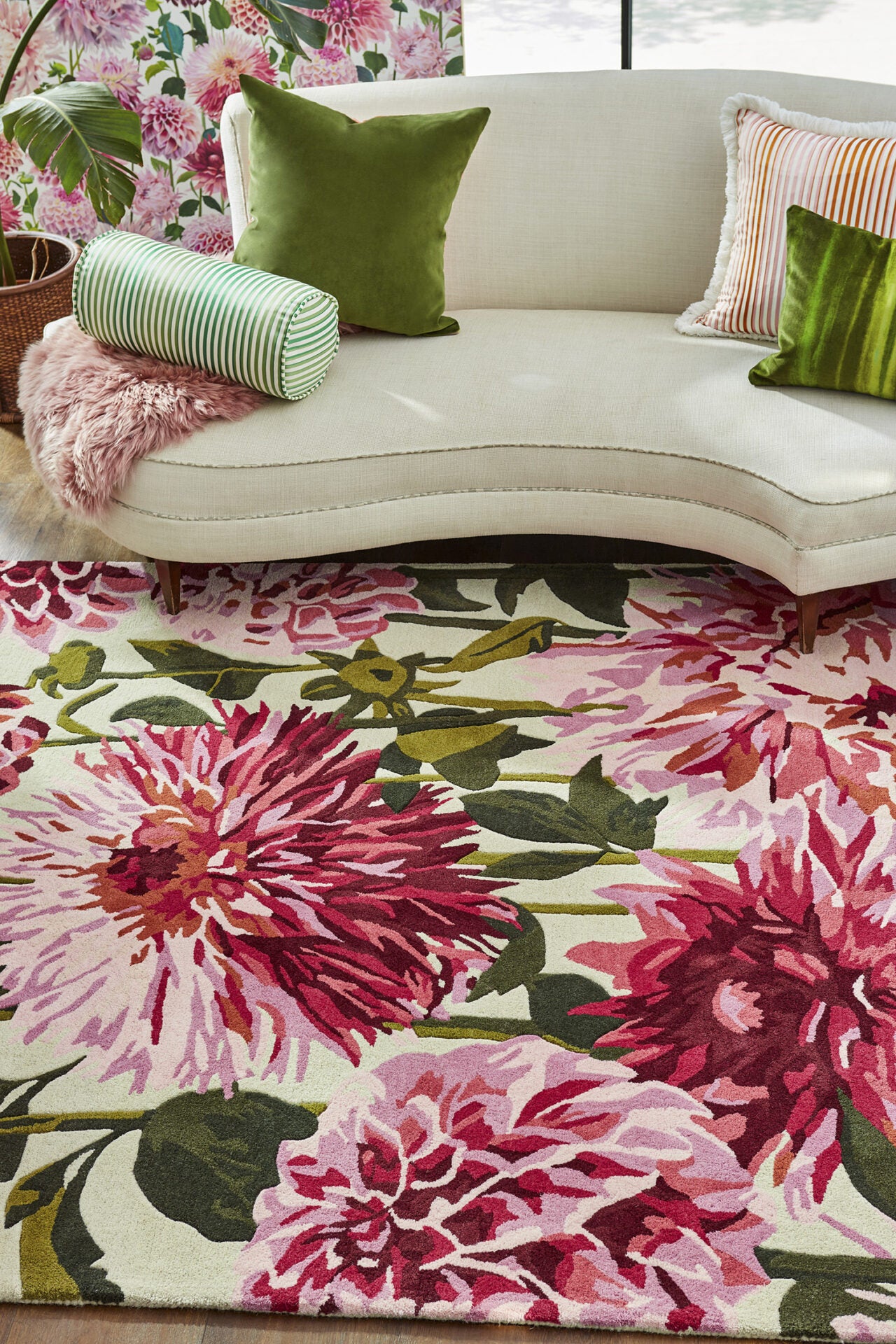 Dywan DAHLIA FUCHSIA PALM różowo-zielony