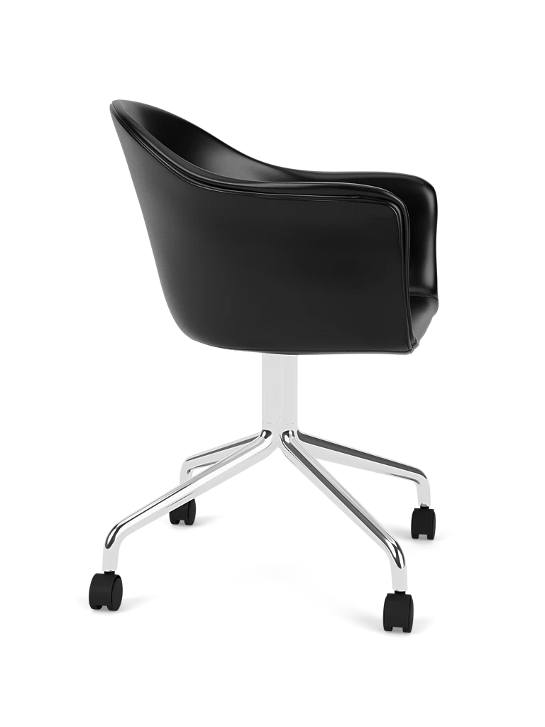 Bürostuhl HARBOUR schwarze Leder mit Aluminiumgestell