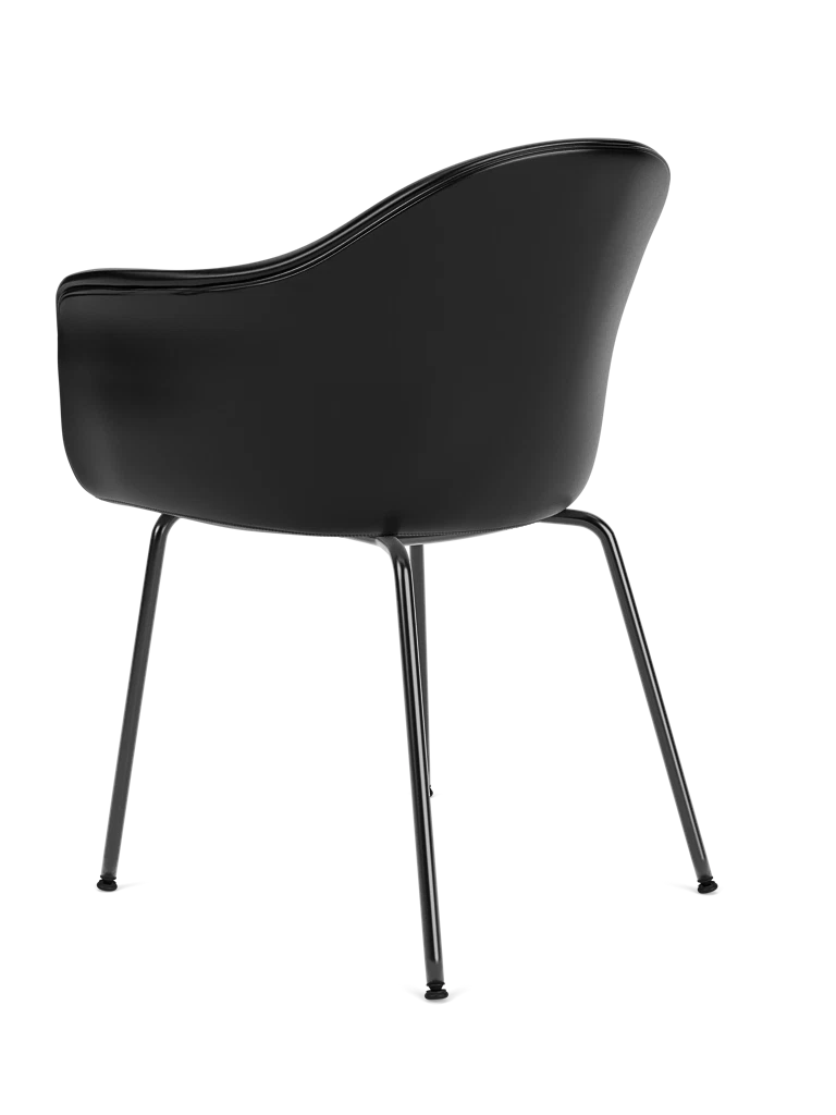 Sessel mit Armlehnen HARBOUR schwarze Leder mit schwarzem Stahlgestell