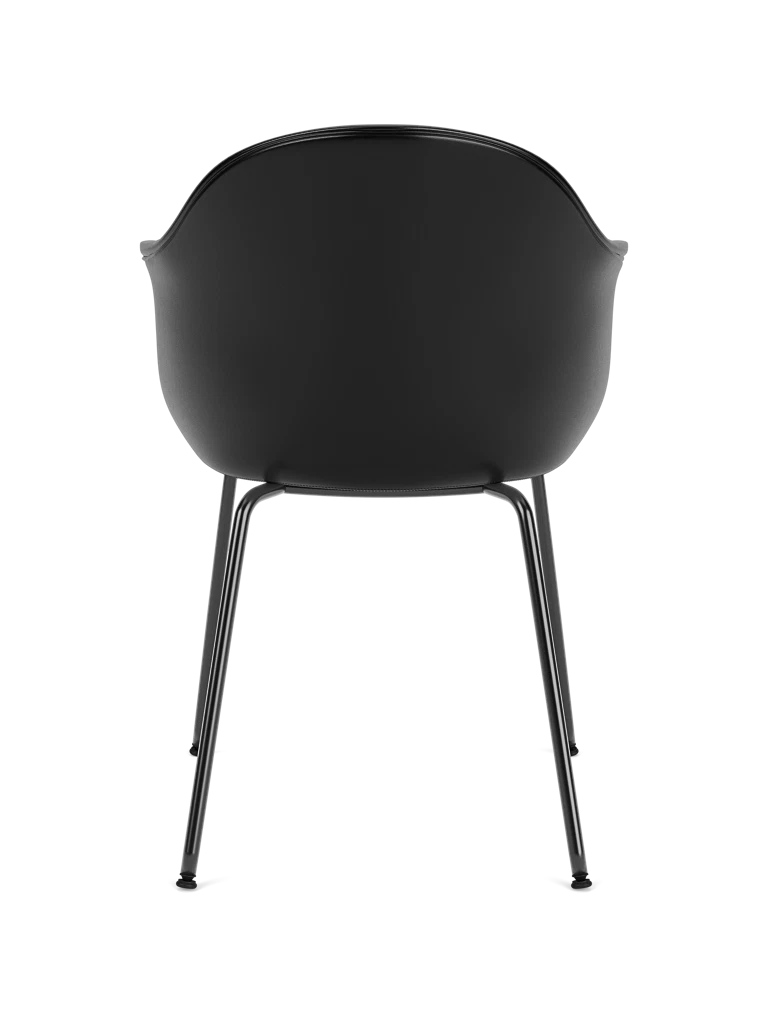Sessel mit Armlehnen HARBOUR schwarze Leder mit schwarzem Stahlgestell