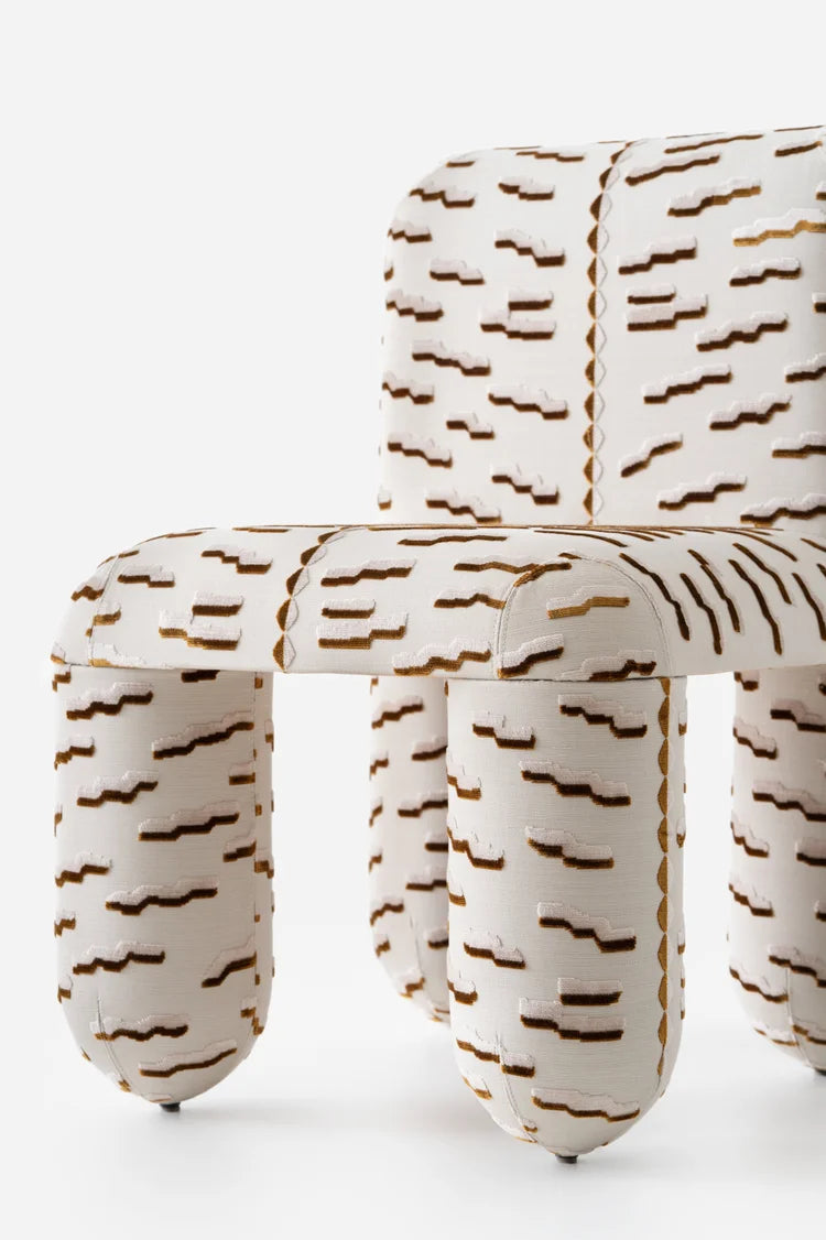 HELLO chair sand beige with brown pattern