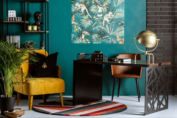 Sahara Round rug green-borde