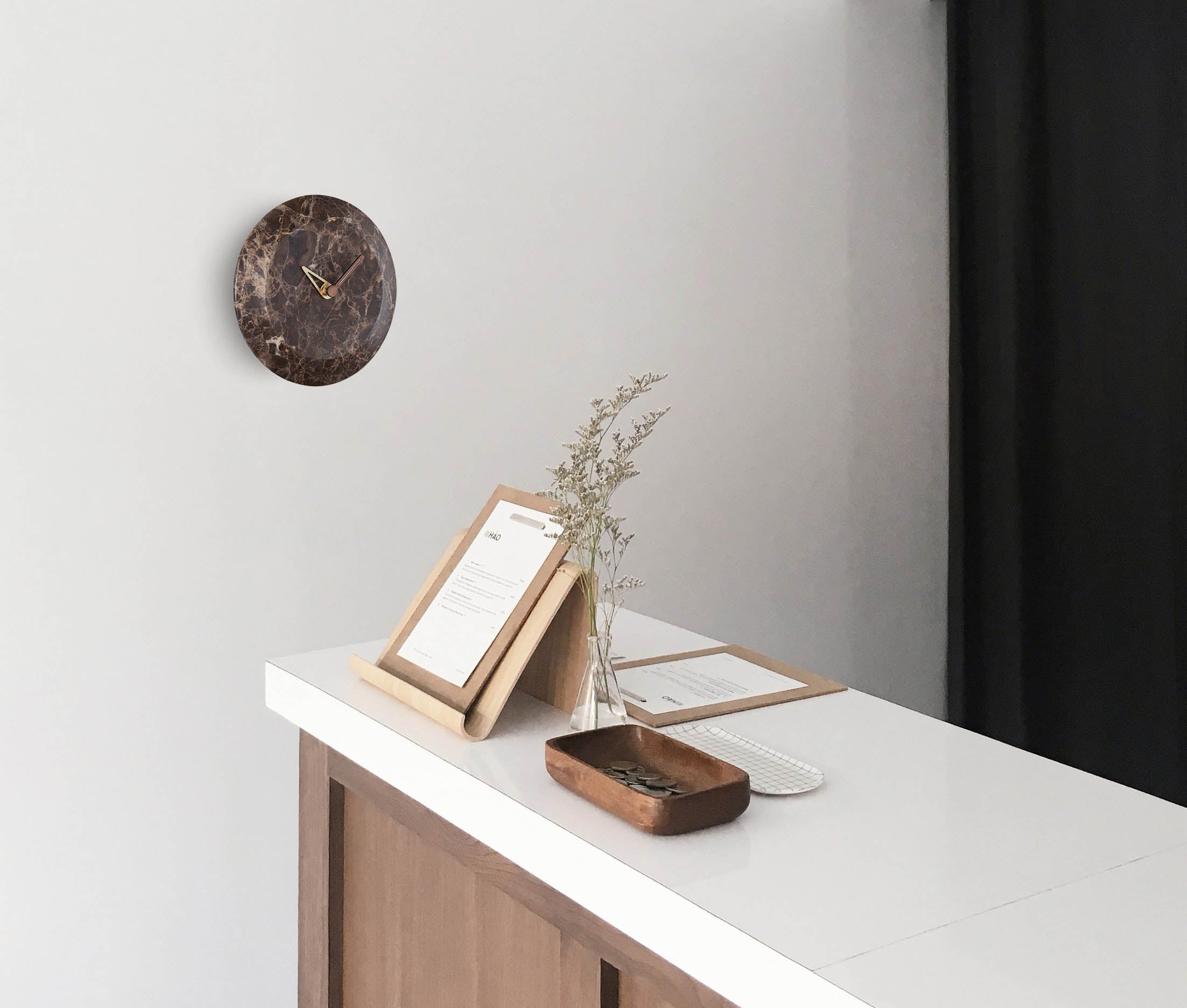 Wall Clock BARI Brown Marble
