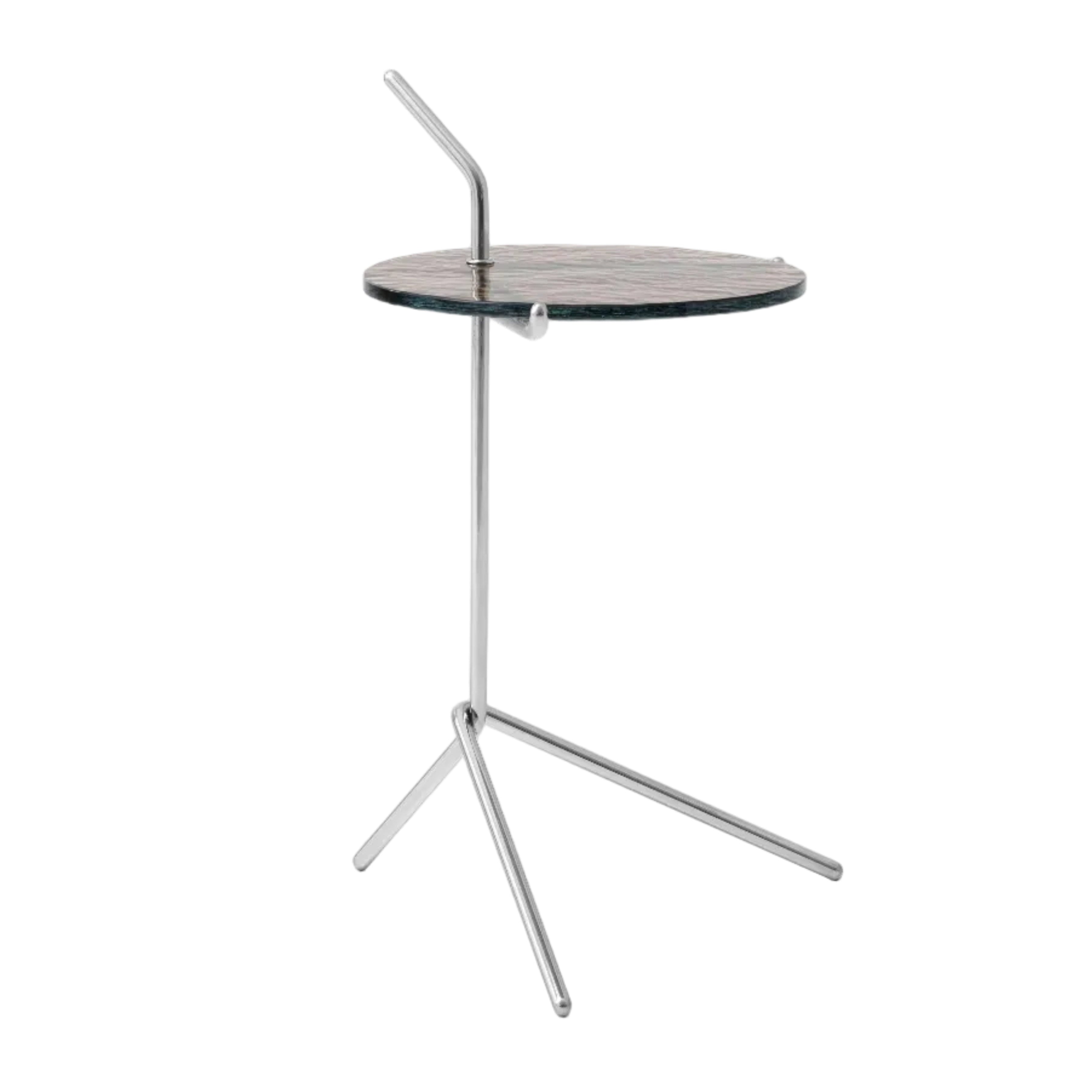 Side table HALTEN SH9 with smoky glass top and chrome base