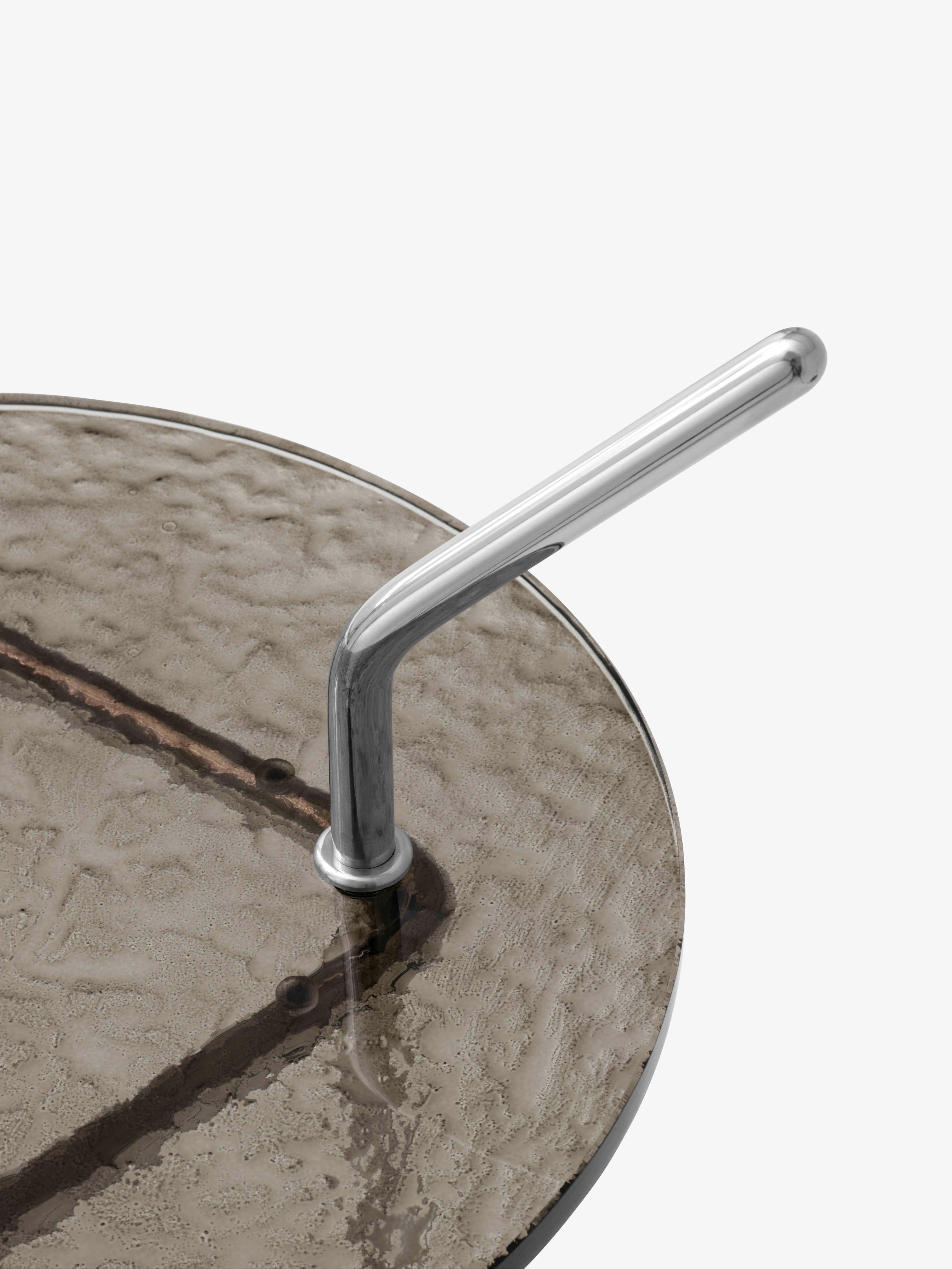 Side table HALTEN SH9 with smoky glass top and chrome base