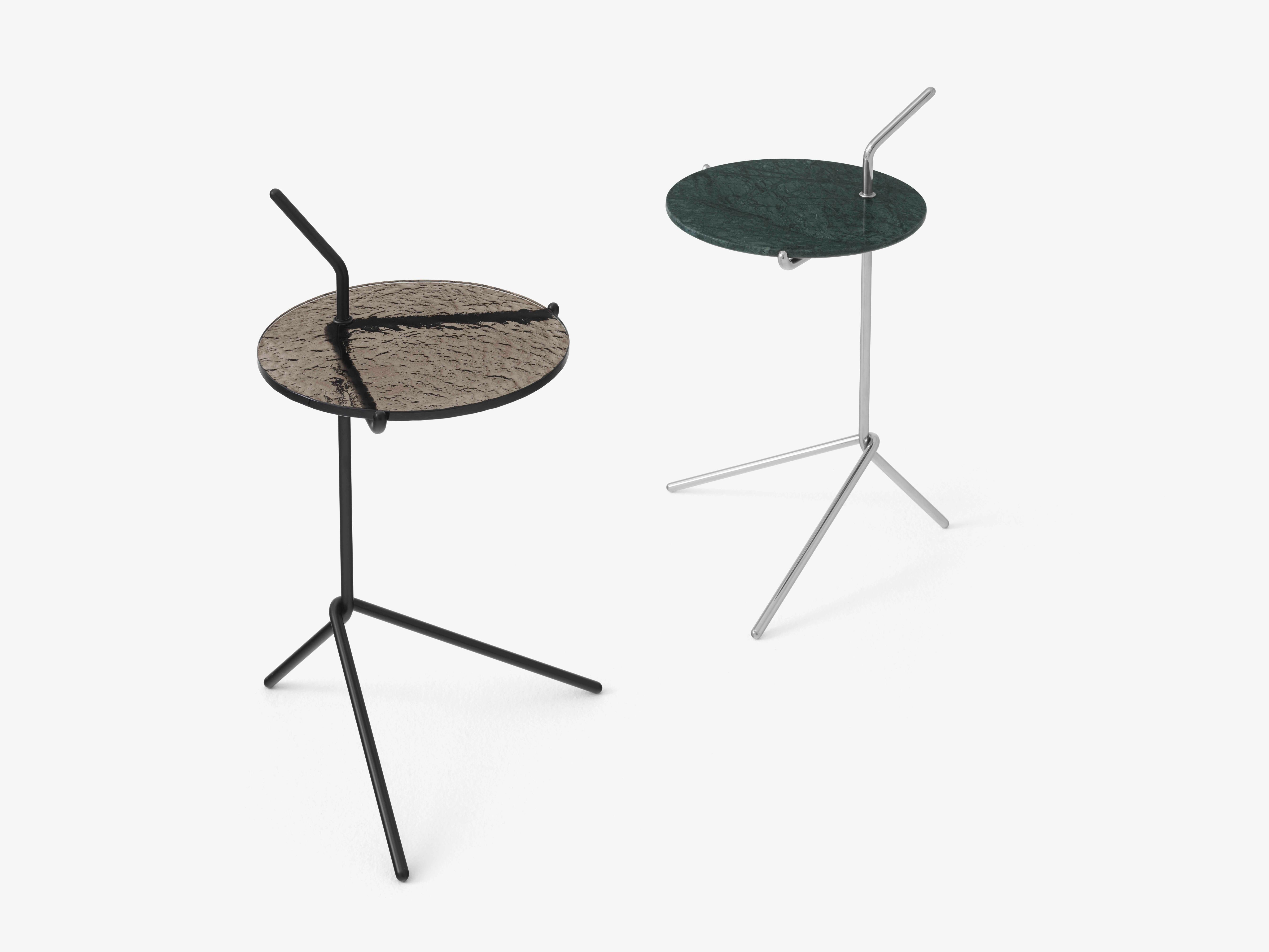 Side table HALTEN SH9 with smoky glass top and chrome base