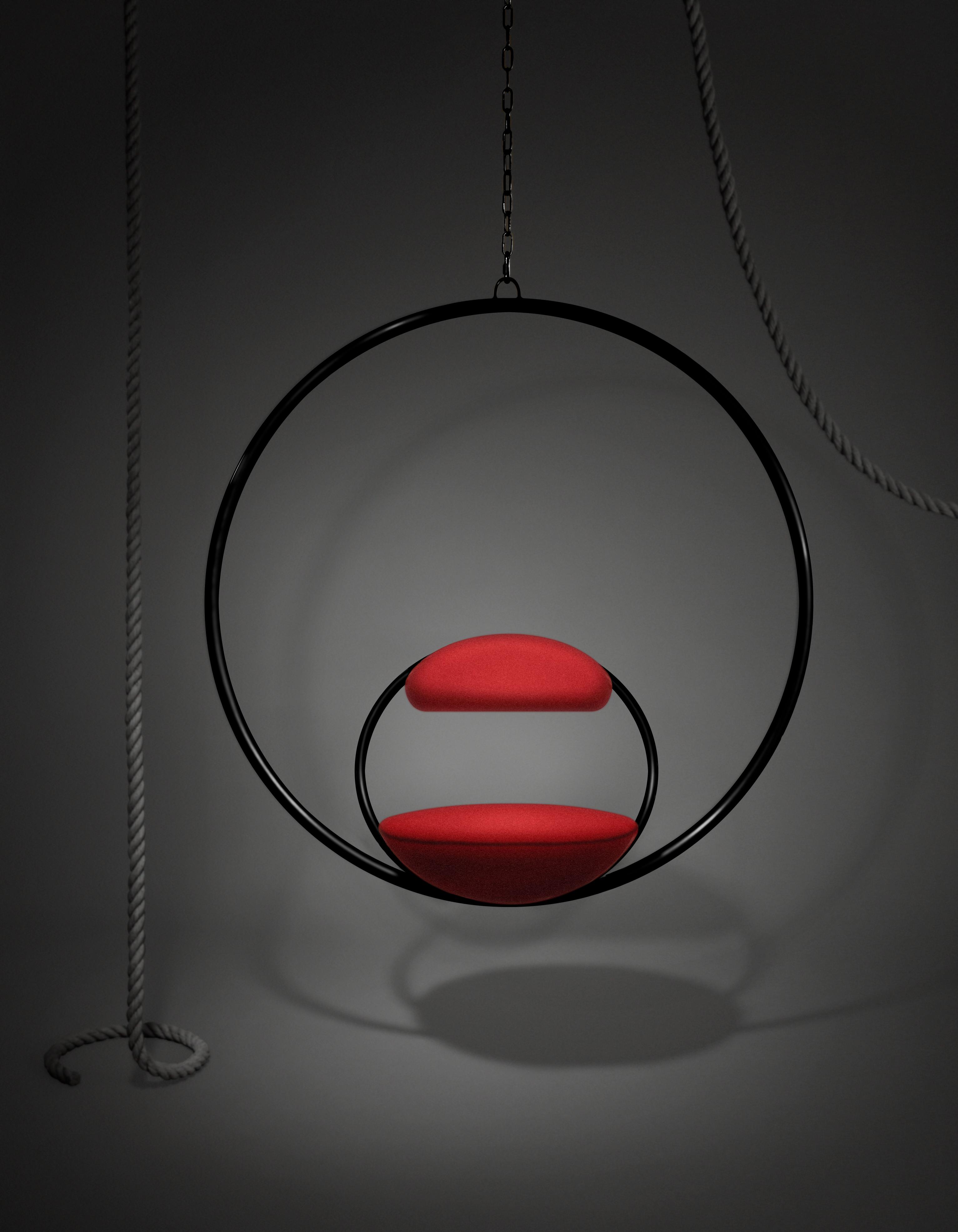 HANGING HOOP Red Hanging Chair with Black Finish