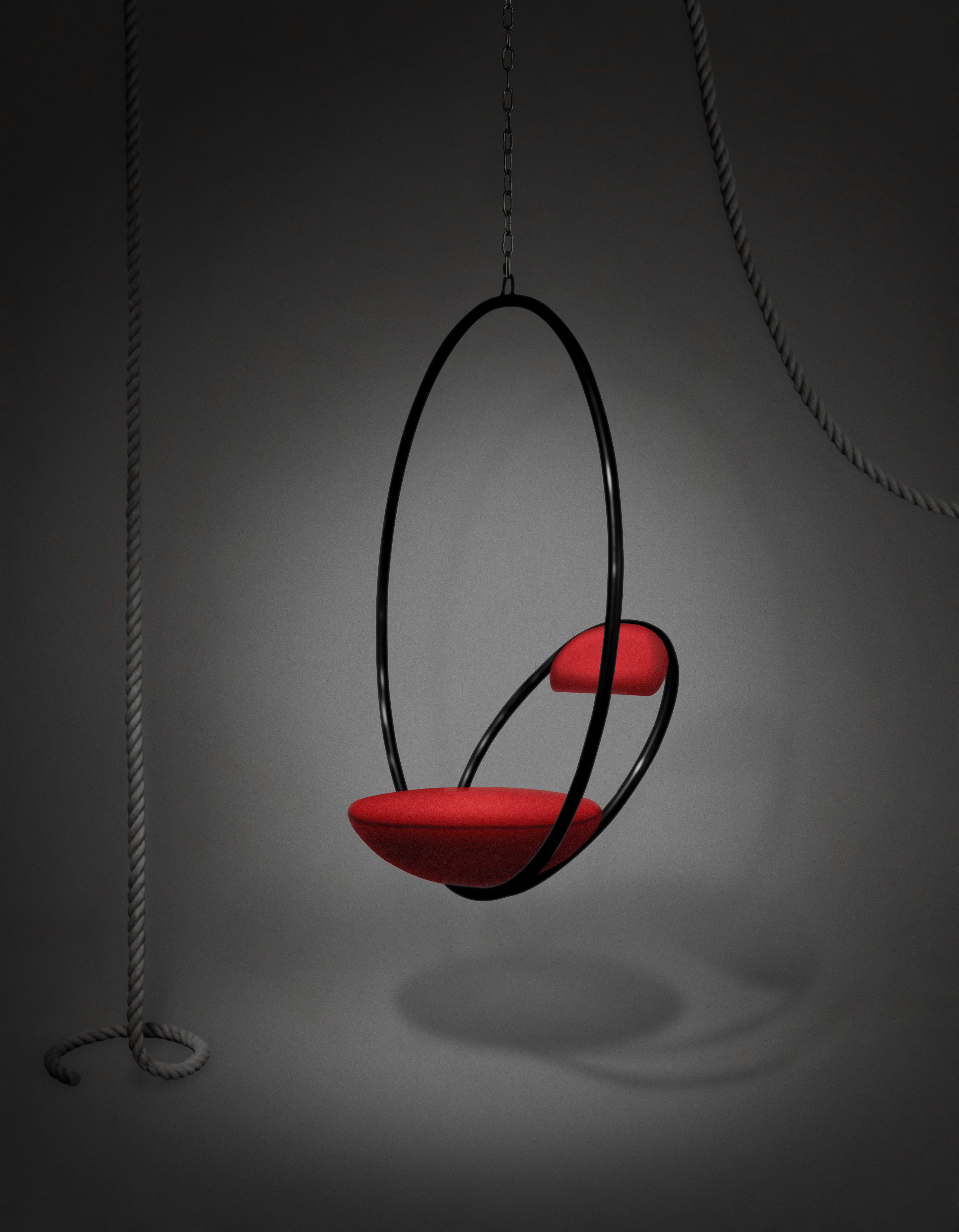 HANGING HOOP Red Hanging Chair with Black Finish
