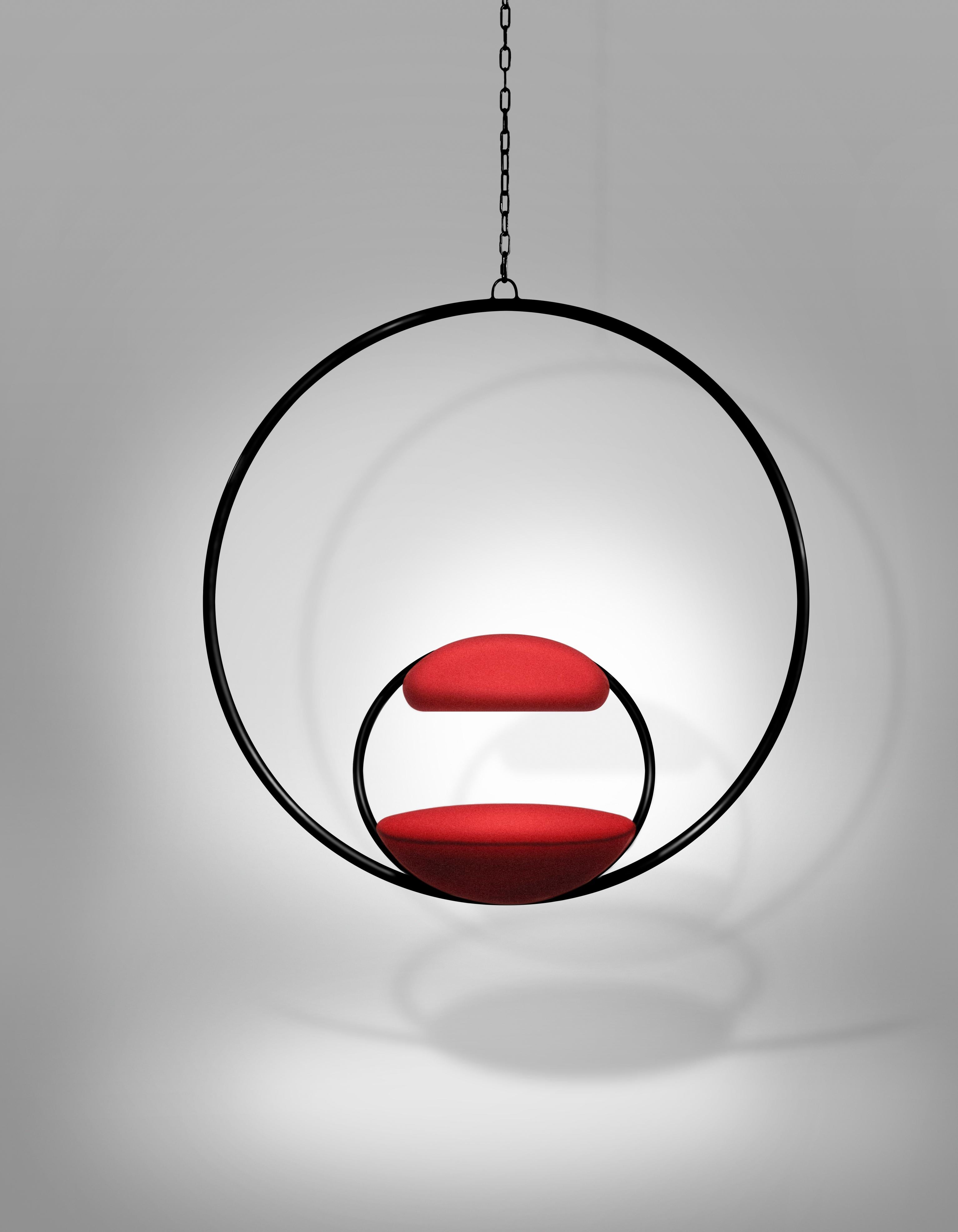 HANGING HOOP Red Hanging Chair with Black Finish