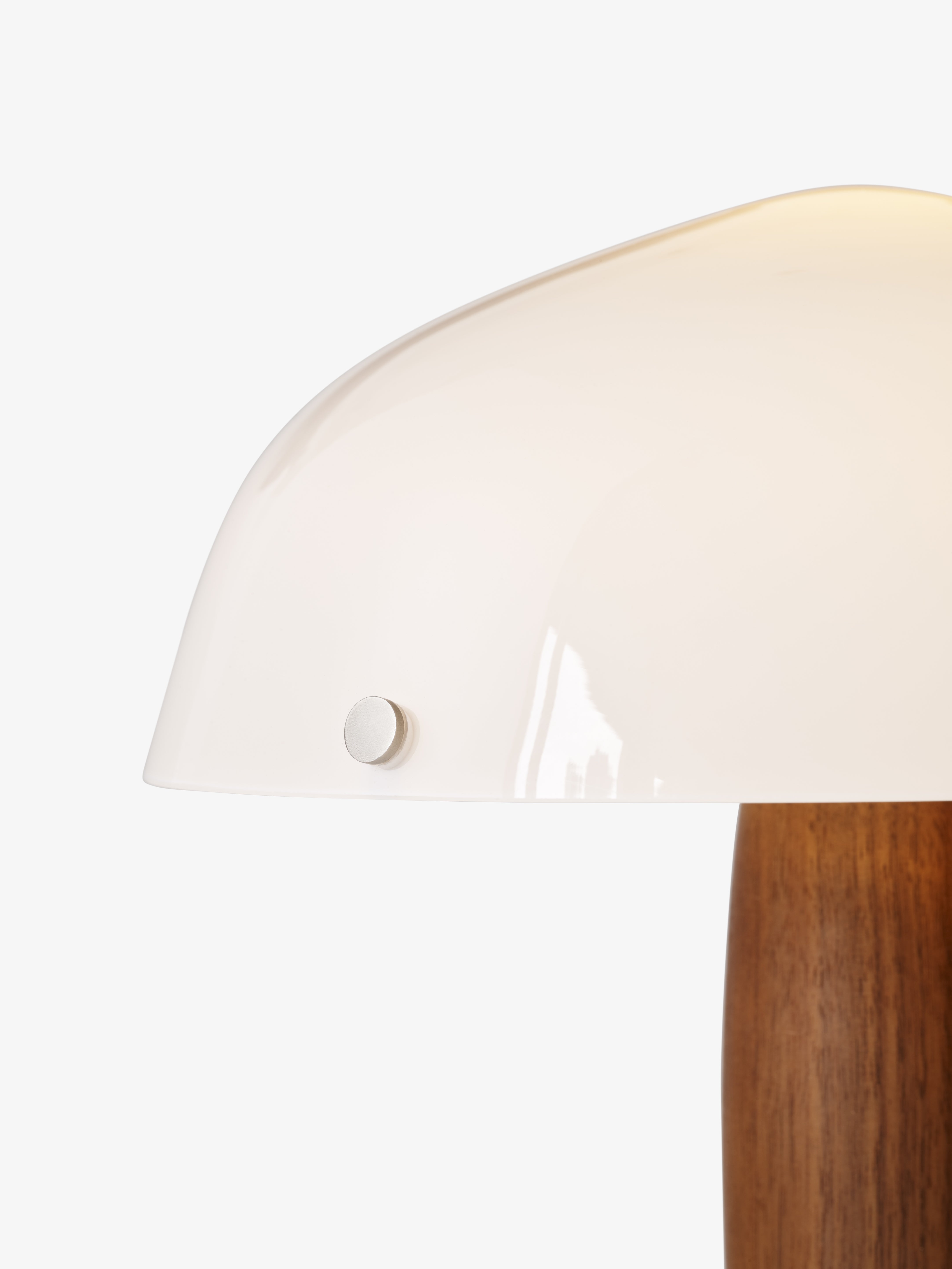 Table lamp HERMAN SHY3 opal glass with walnut wood and cream marble base
