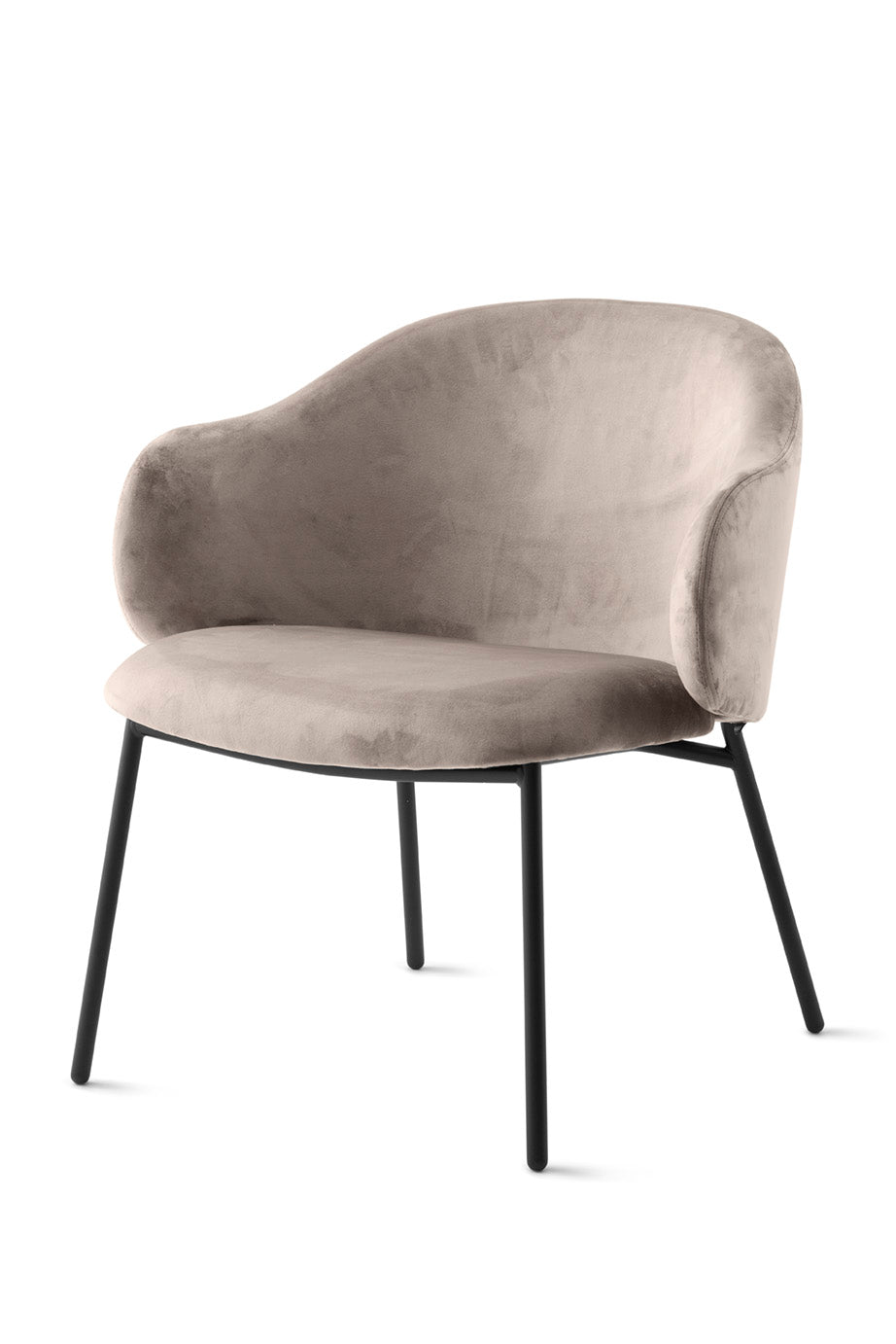 HOLLY upholstered armchair with a black base