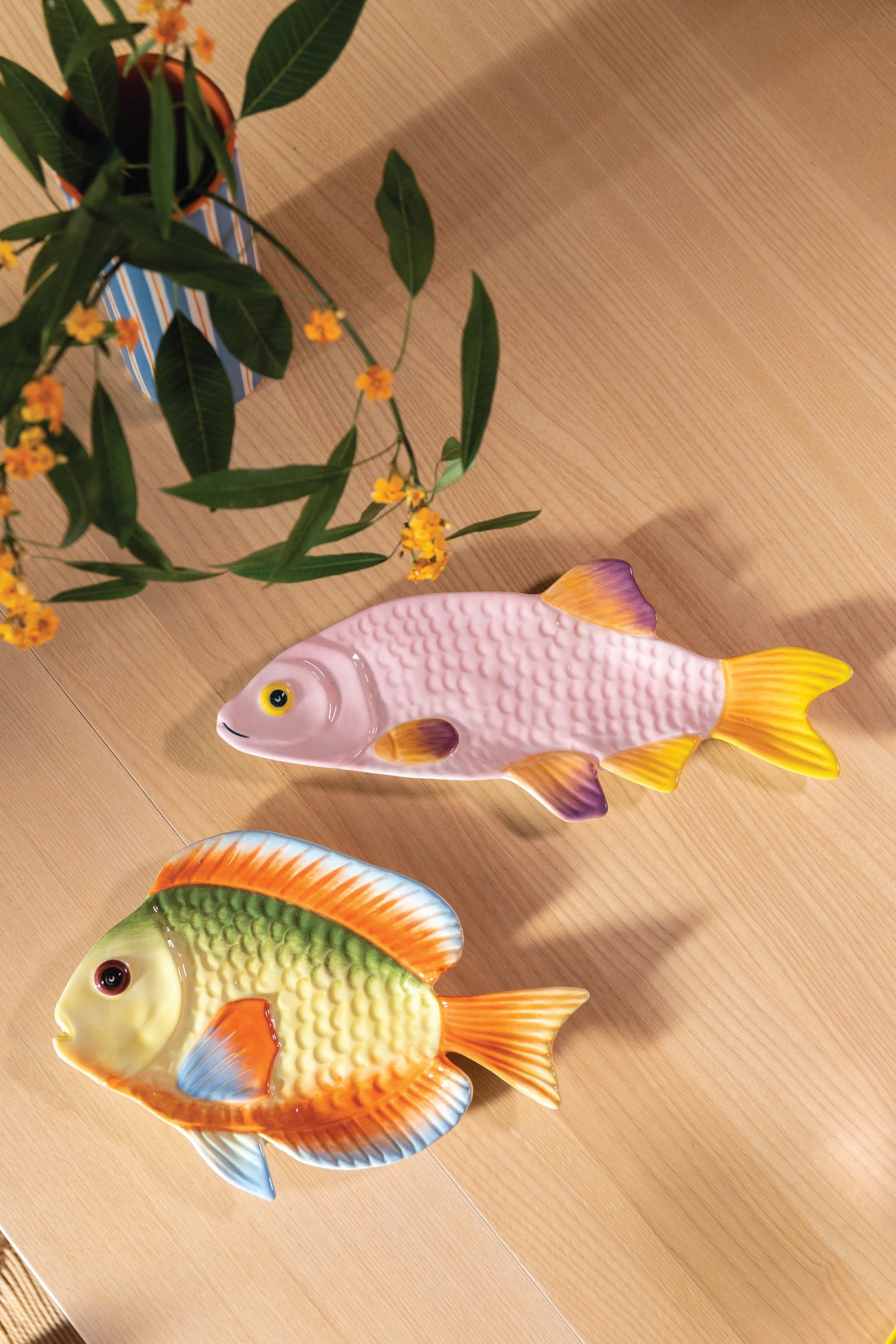 Pink Fish Snapper Plate with Yellow