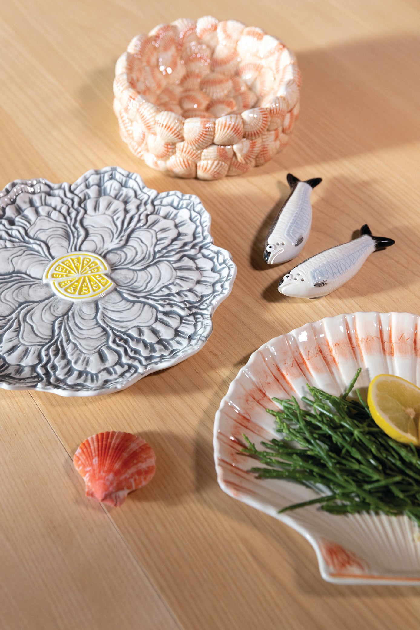 Dessert plate COCKLE beige with orange