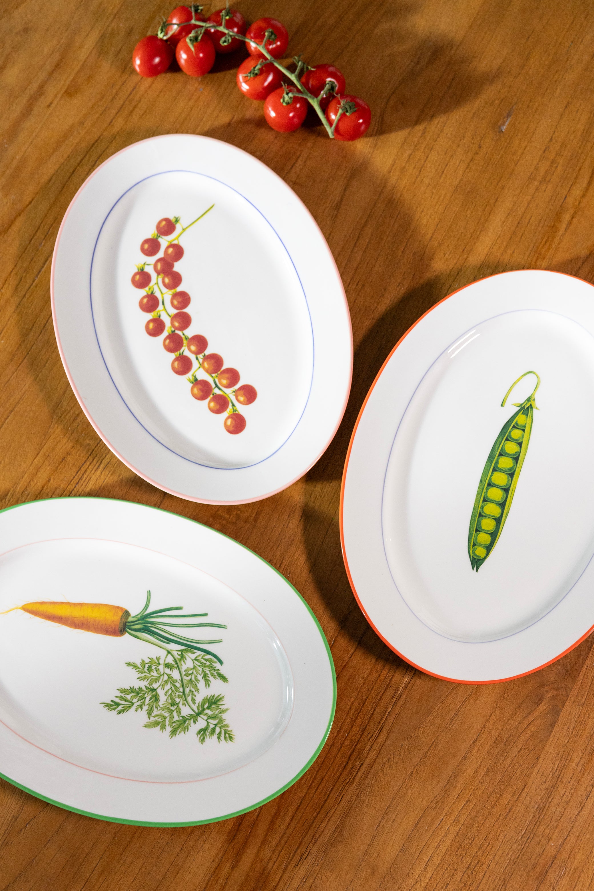 White CARROT Platter with Green and Orange