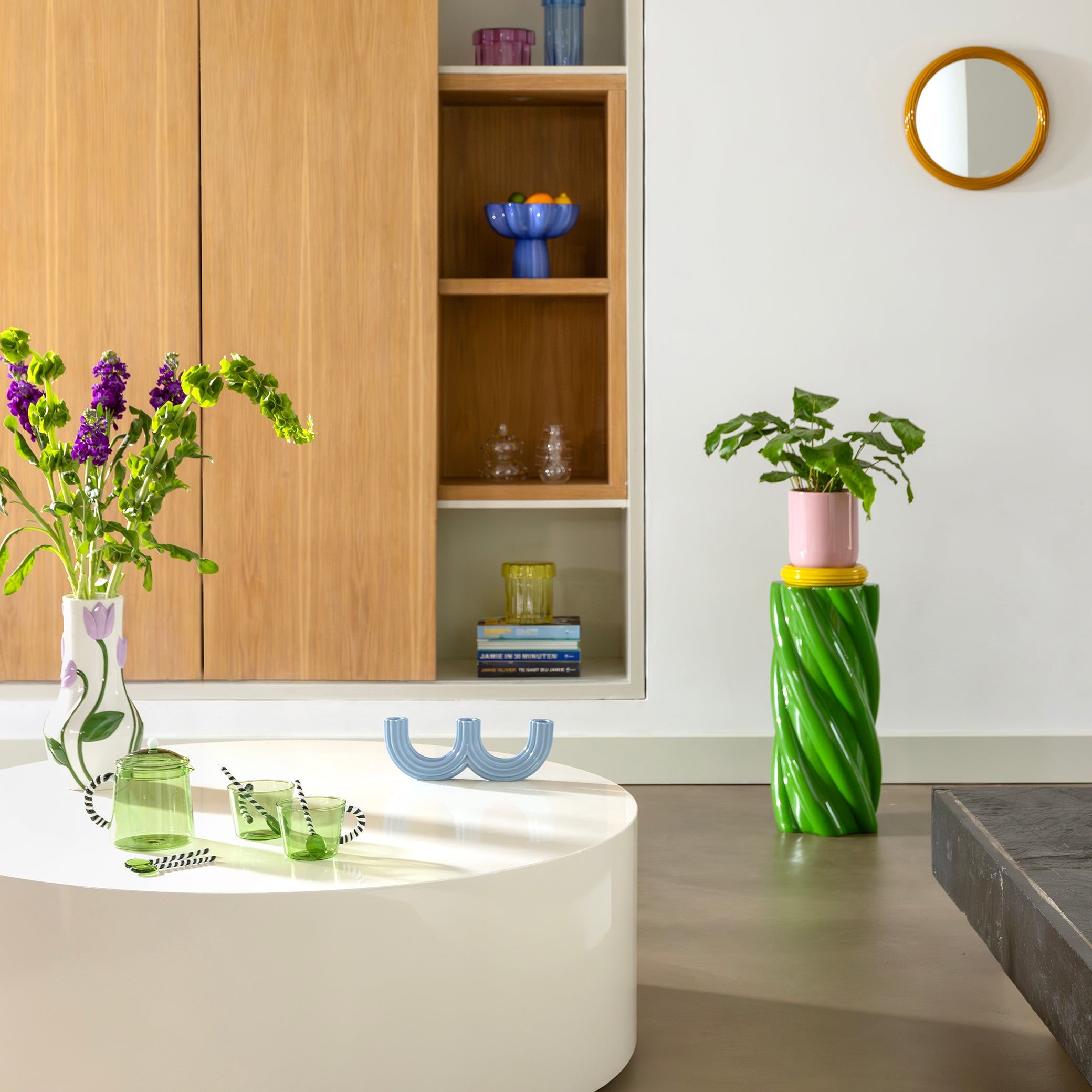 Glas-Set DUET grün mit schwarz-weißem Griff