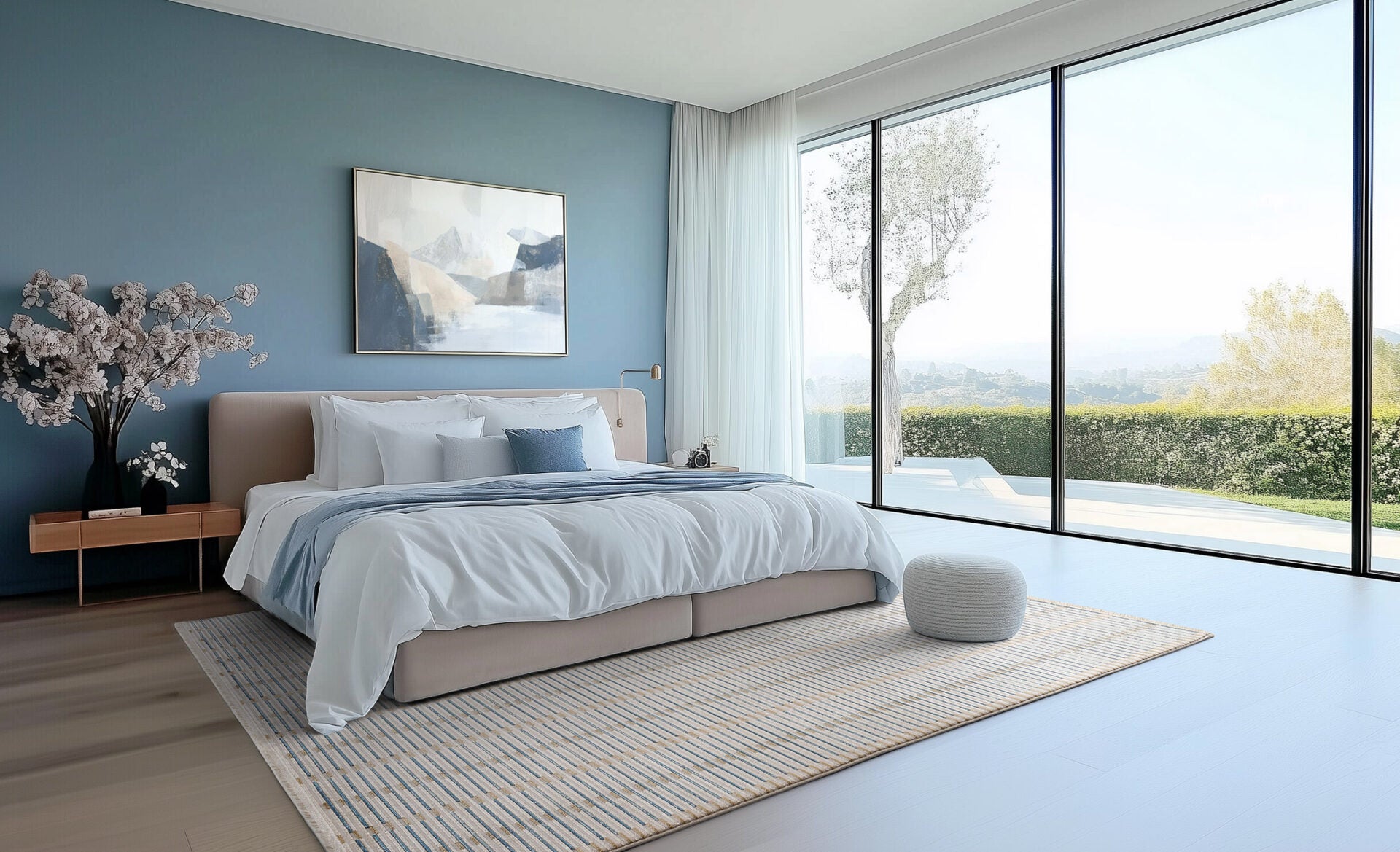 Teppich BLUE SHUTTER beige mit Blau