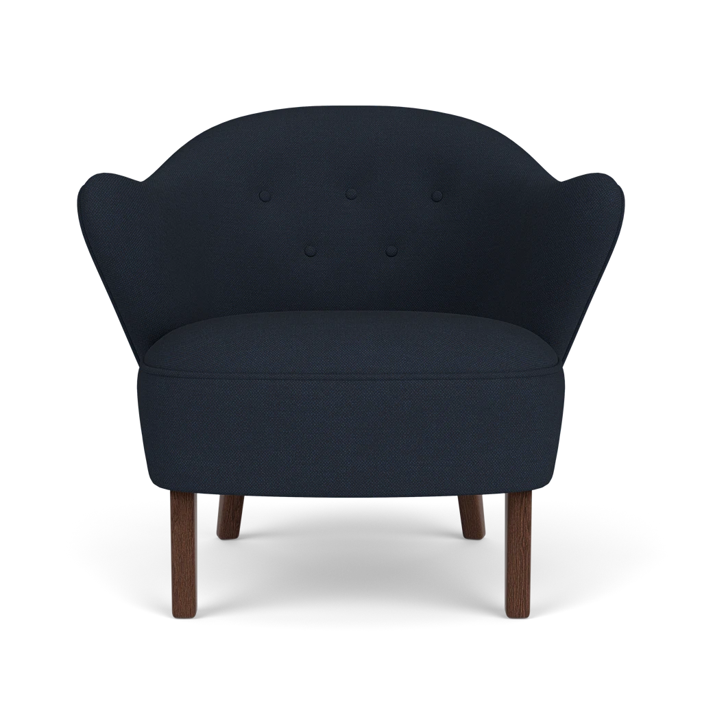 Sessel INGEBORG in Granatblau mit dunklem Eichenfuß