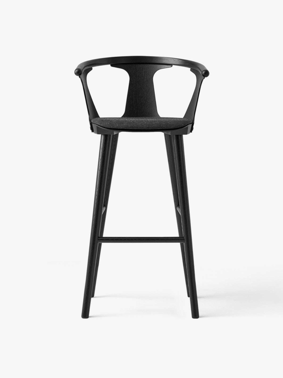 IN BETWEEN stool in black lacquered oak with upholstered seat