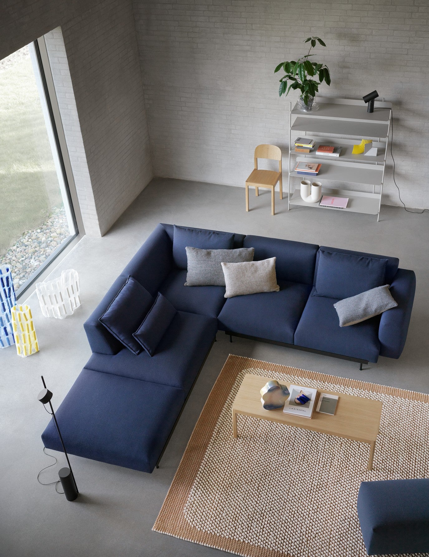 Left-facing open corner sofa IN SITU upholstered