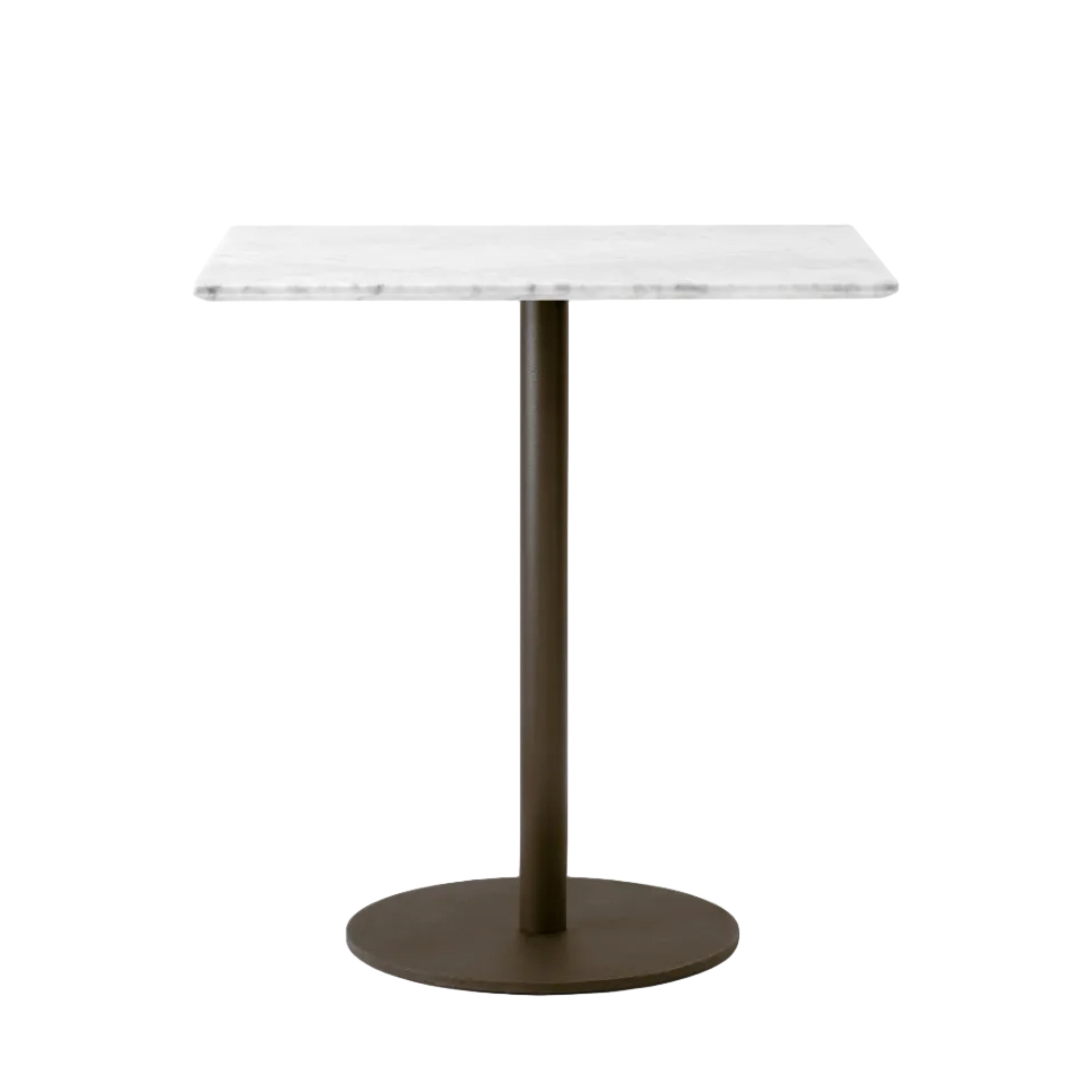 IN BETWEEN SK16 Café Table with White Marble Top and Brown Base