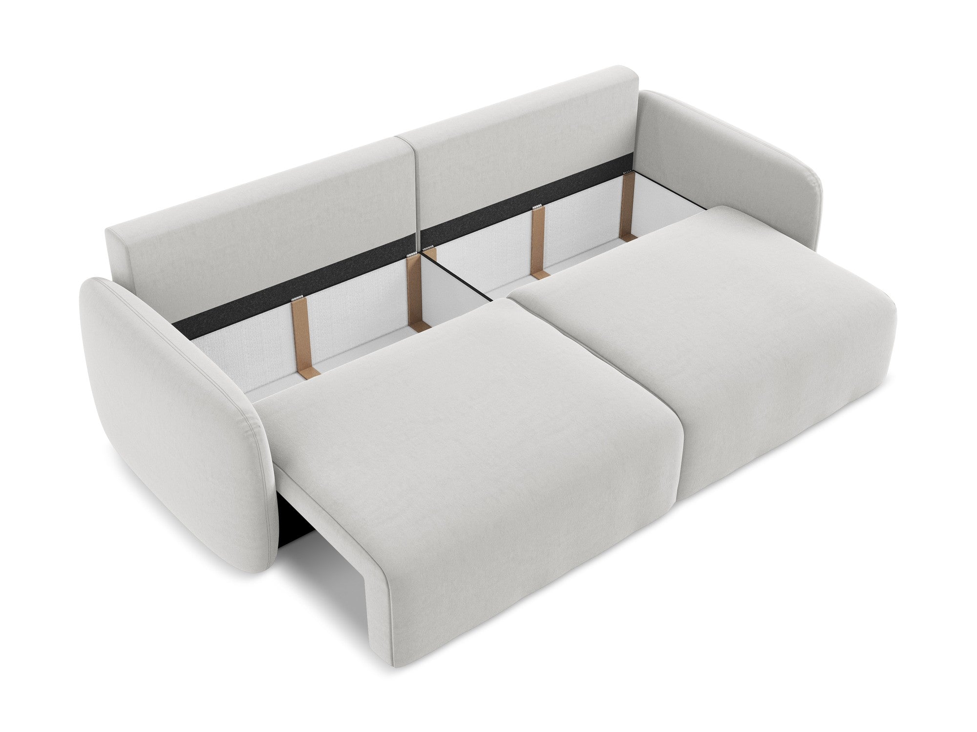 Velvet 3-Seater Sofa with Sleeping Function KALENA Silver