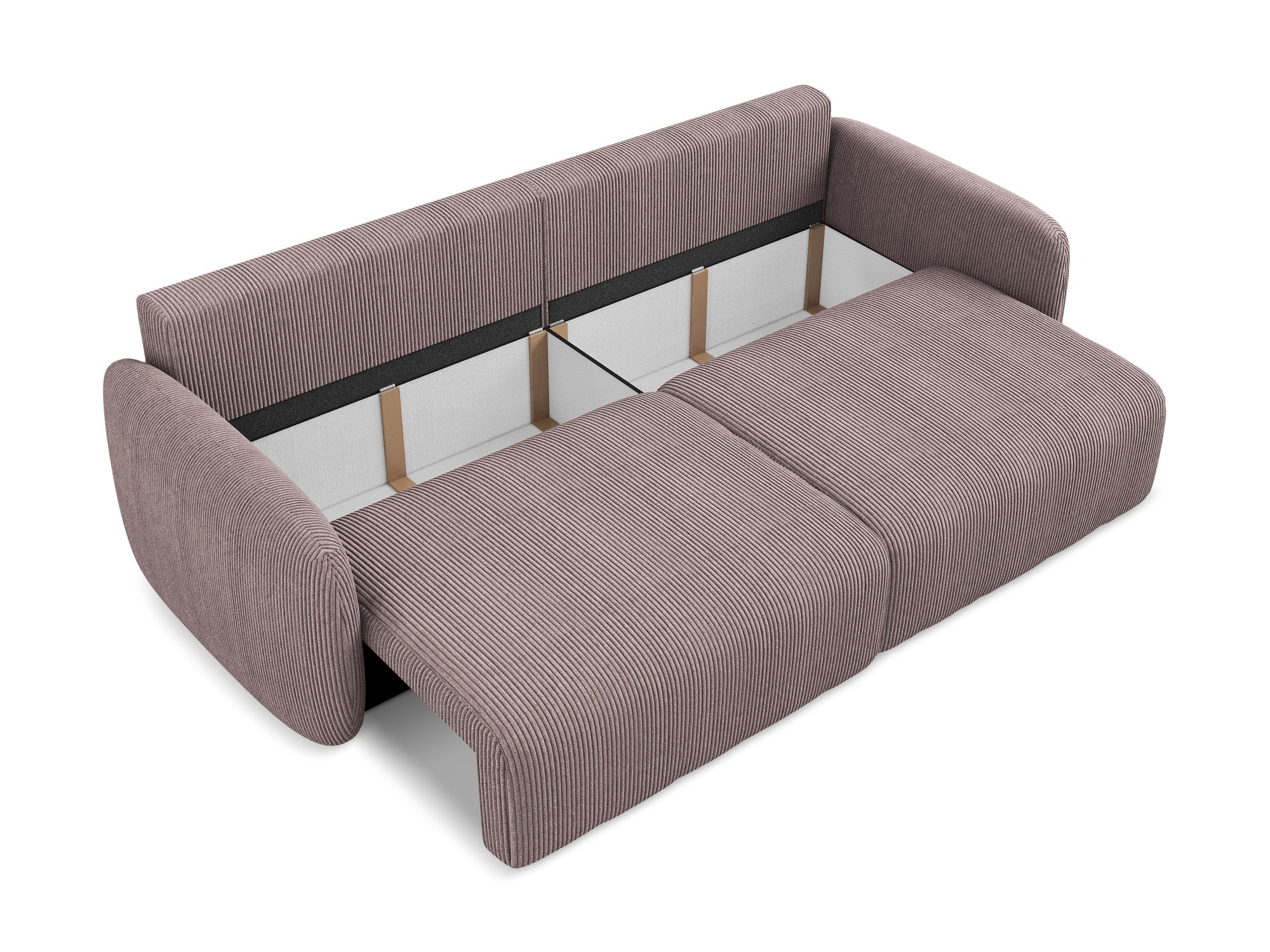 3-Seater Sofa with Sleeping Function KALENA in Muted Pink Corduroy