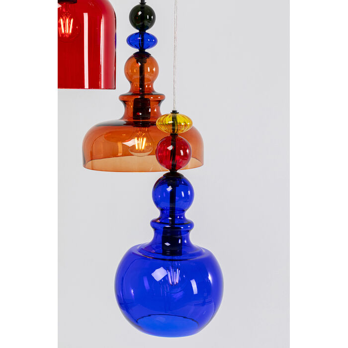 Hanging lamp Mazzo tre spiral colorful glass