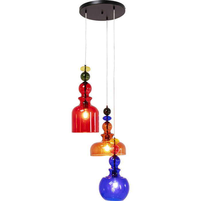 Hanging lamp Mazzo tre spiral colorful glass