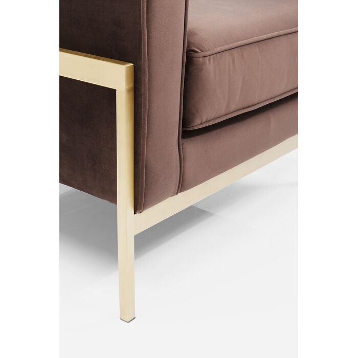 Chocolate brown loft armchair with a golden base