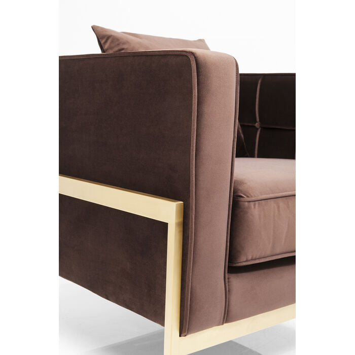 Chocolate brown loft armchair with a golden base