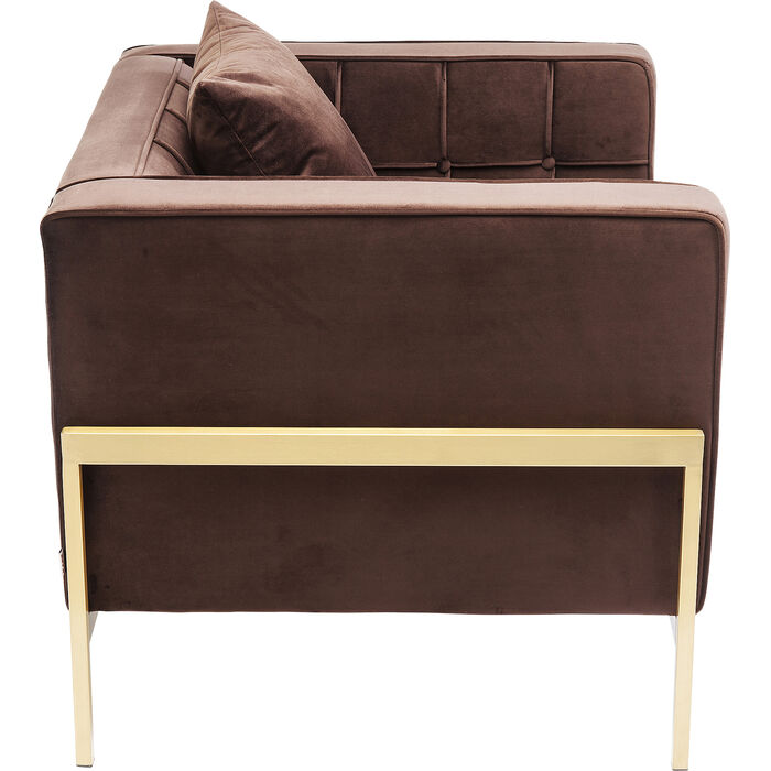 Chocolate brown loft armchair with a golden base