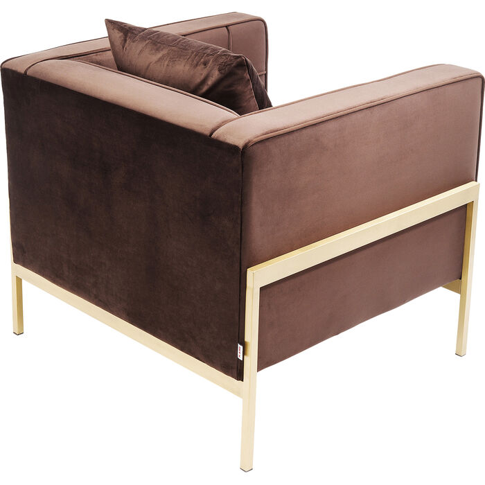 Chocolate brown loft armchair with a golden base