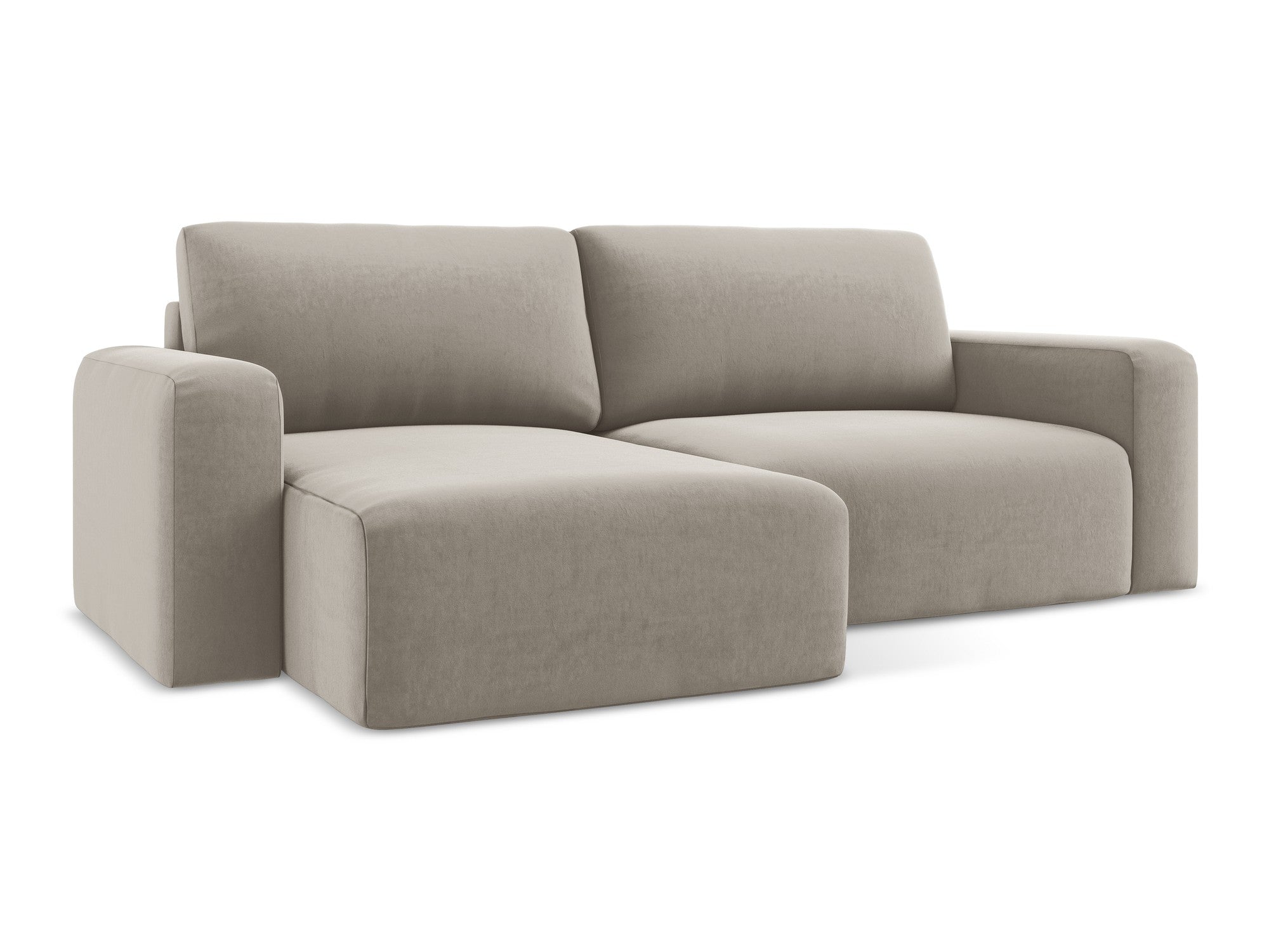 Left-facing velvet corner sofa bed KONA taupe