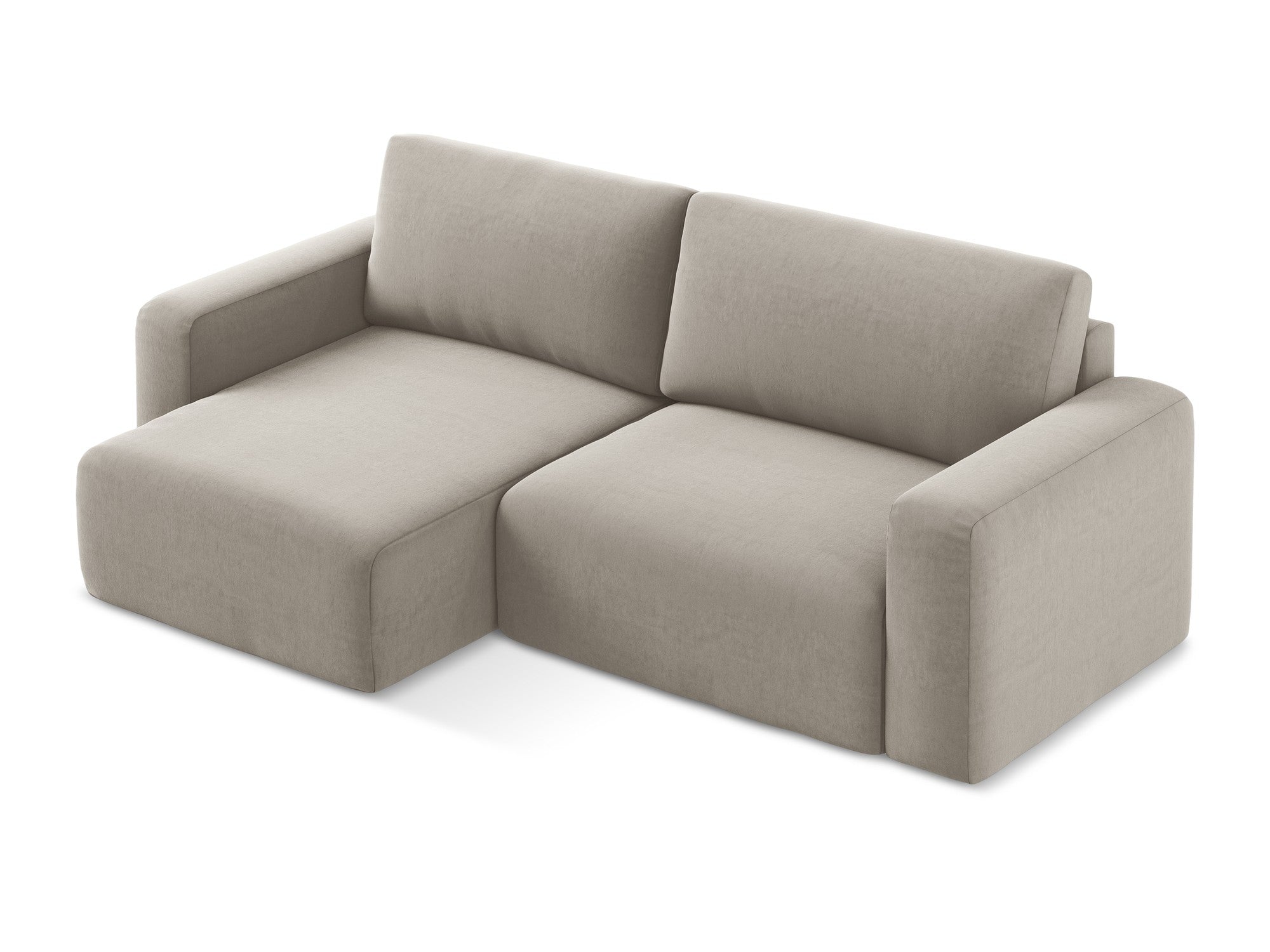 Left-facing velvet corner sofa bed KONA taupe