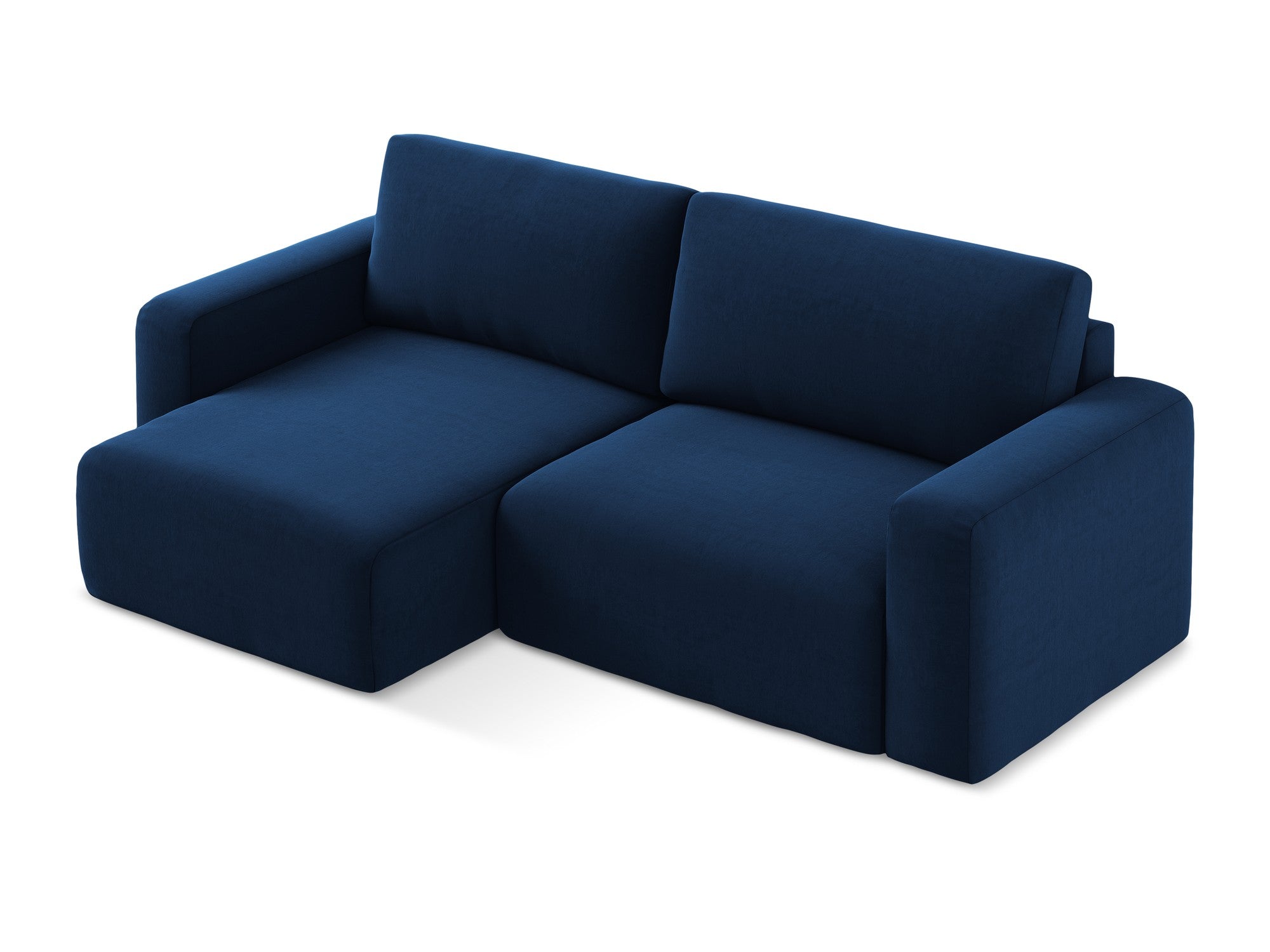 Left-facing velvet corner sofa bed KONA royal blue