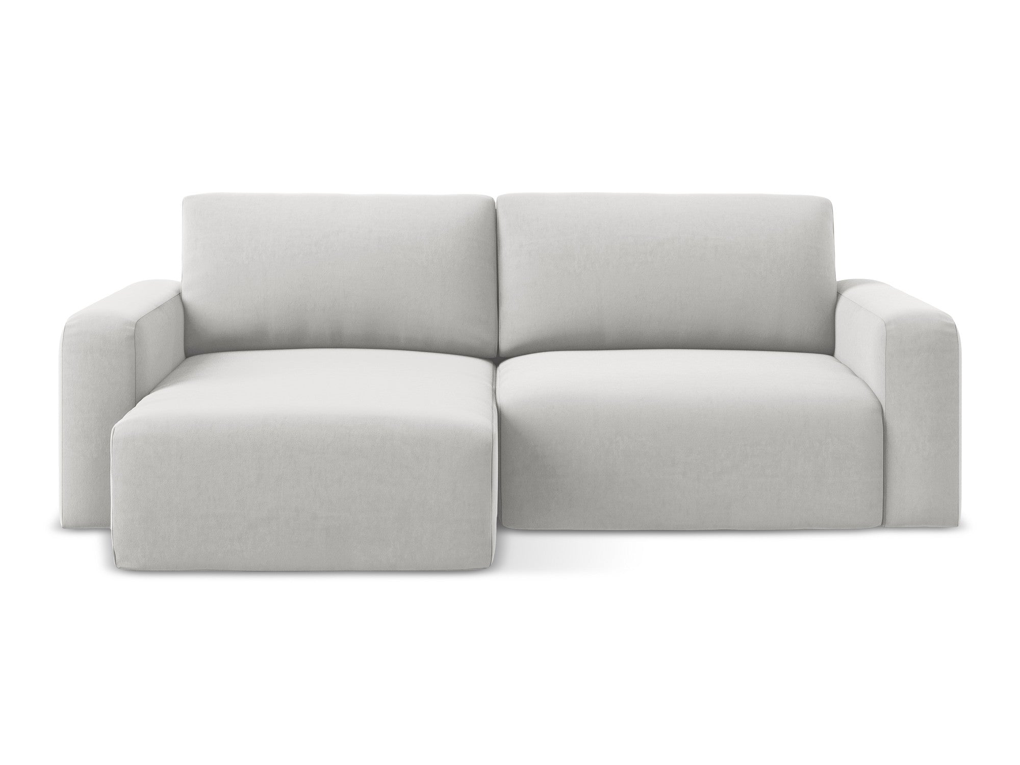 Left-facing velvet corner sofa bed KONA silver gray