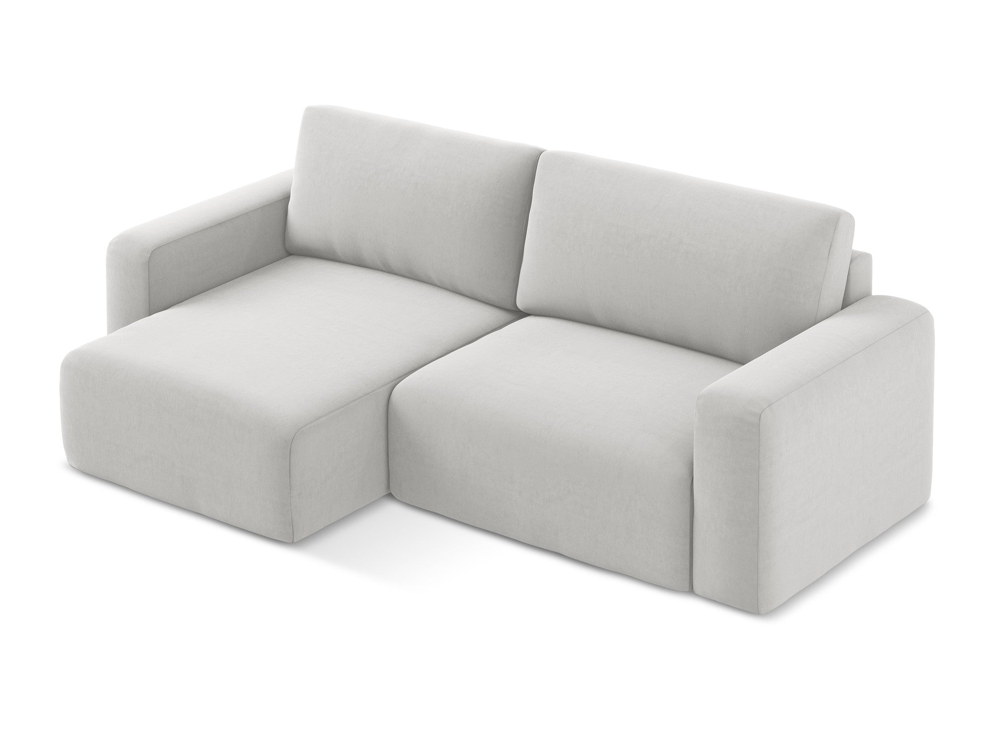 Left-facing velvet corner sofa bed KONA silver gray