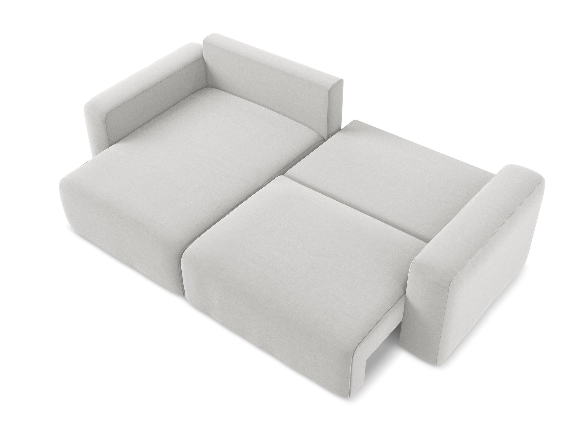 Left-facing velvet corner sofa bed KONA silver gray
