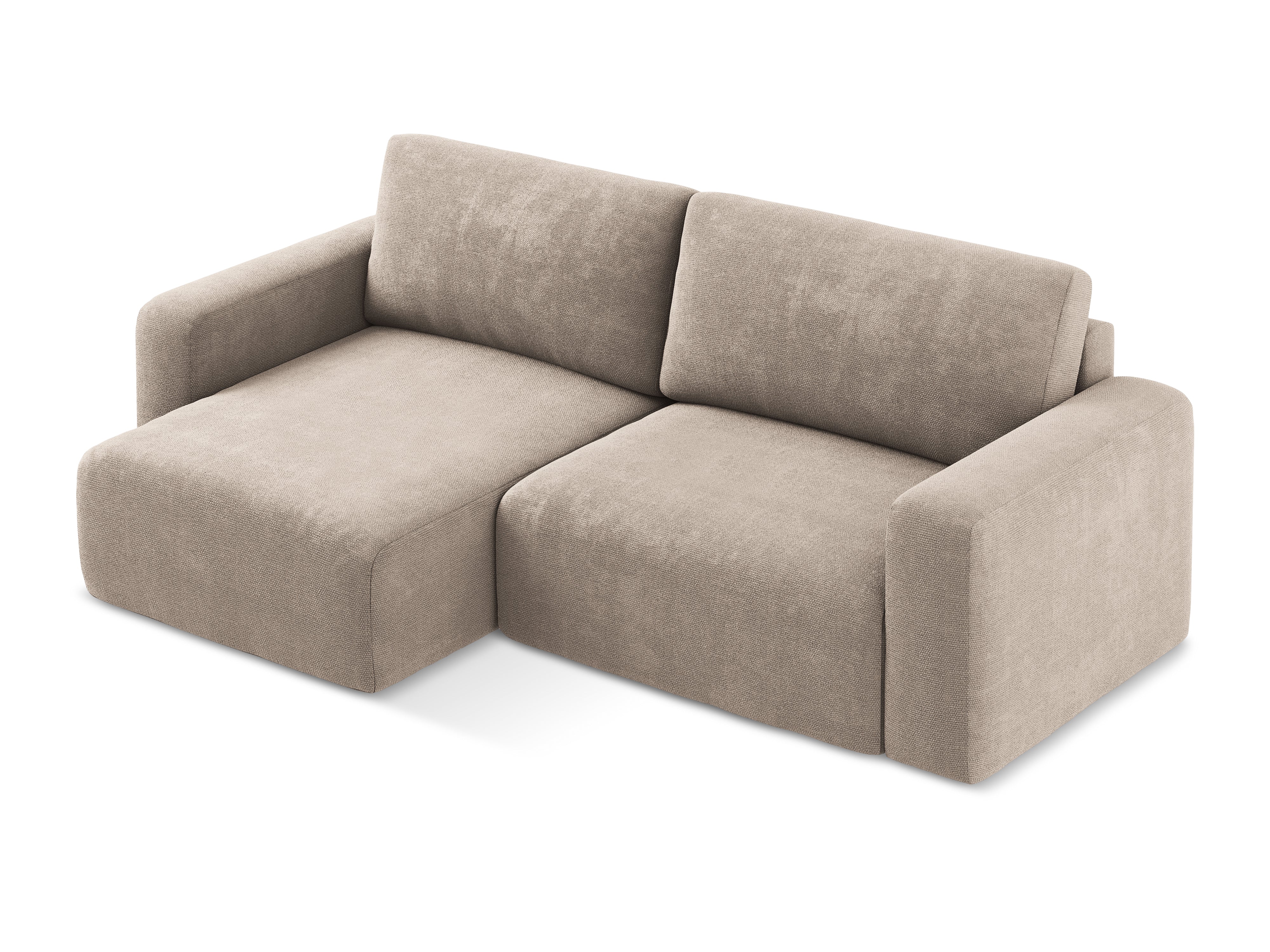Left-sided corner sofa bed KONA in dark beige chenille
