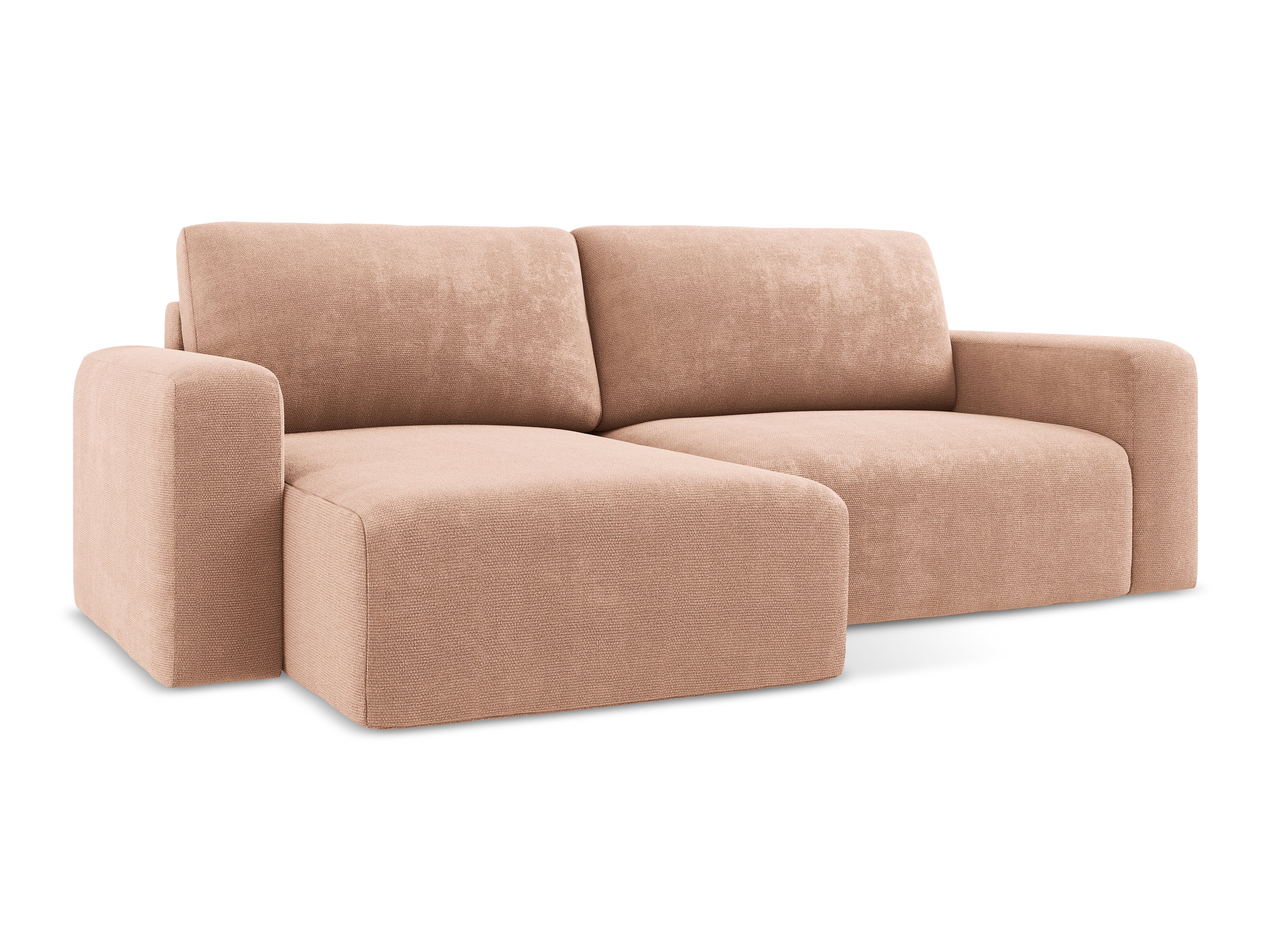 Left-sided corner sofa bed KONA peach chenille