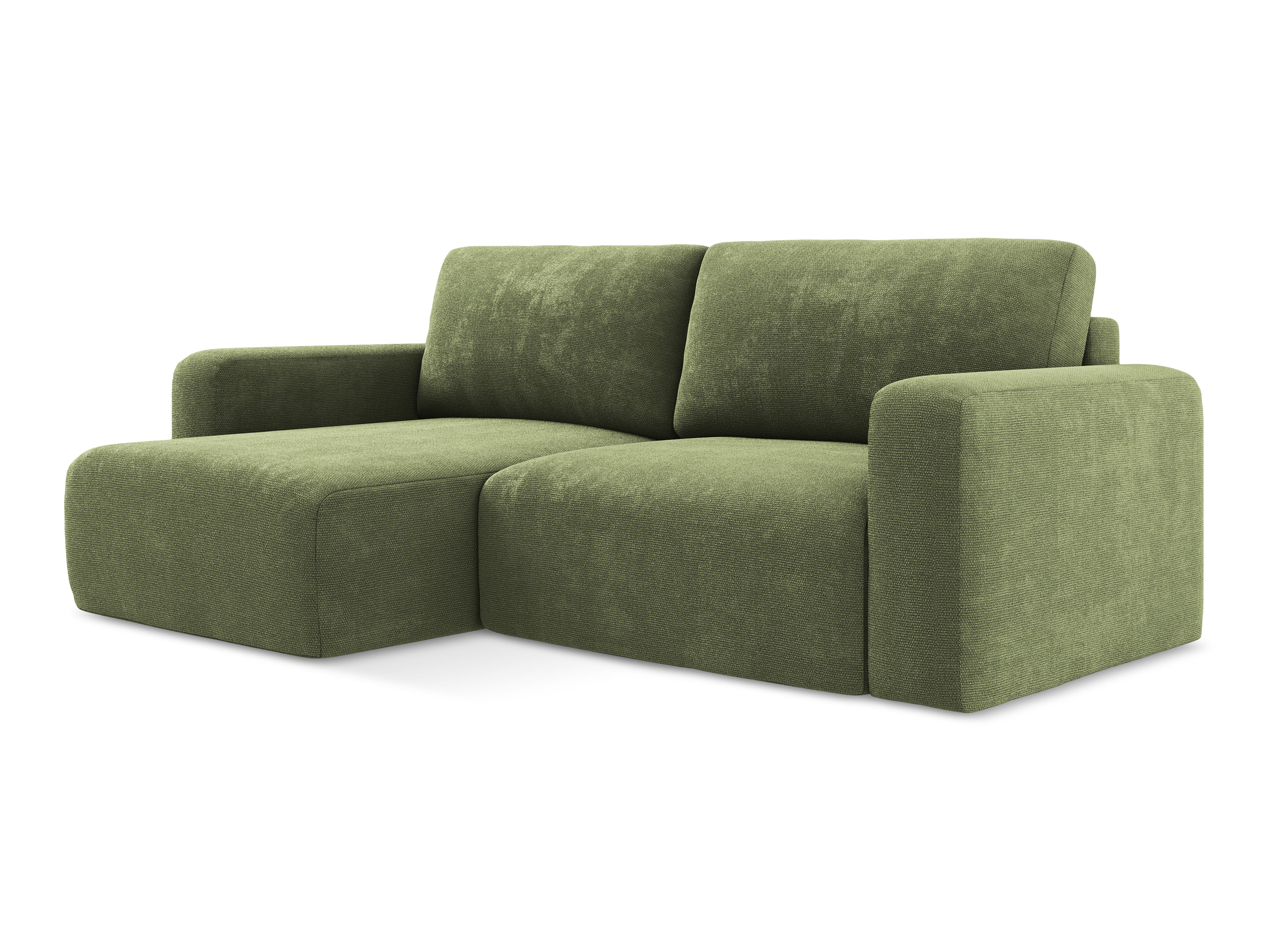 Left-facing corner sofa bed KONA green chenille