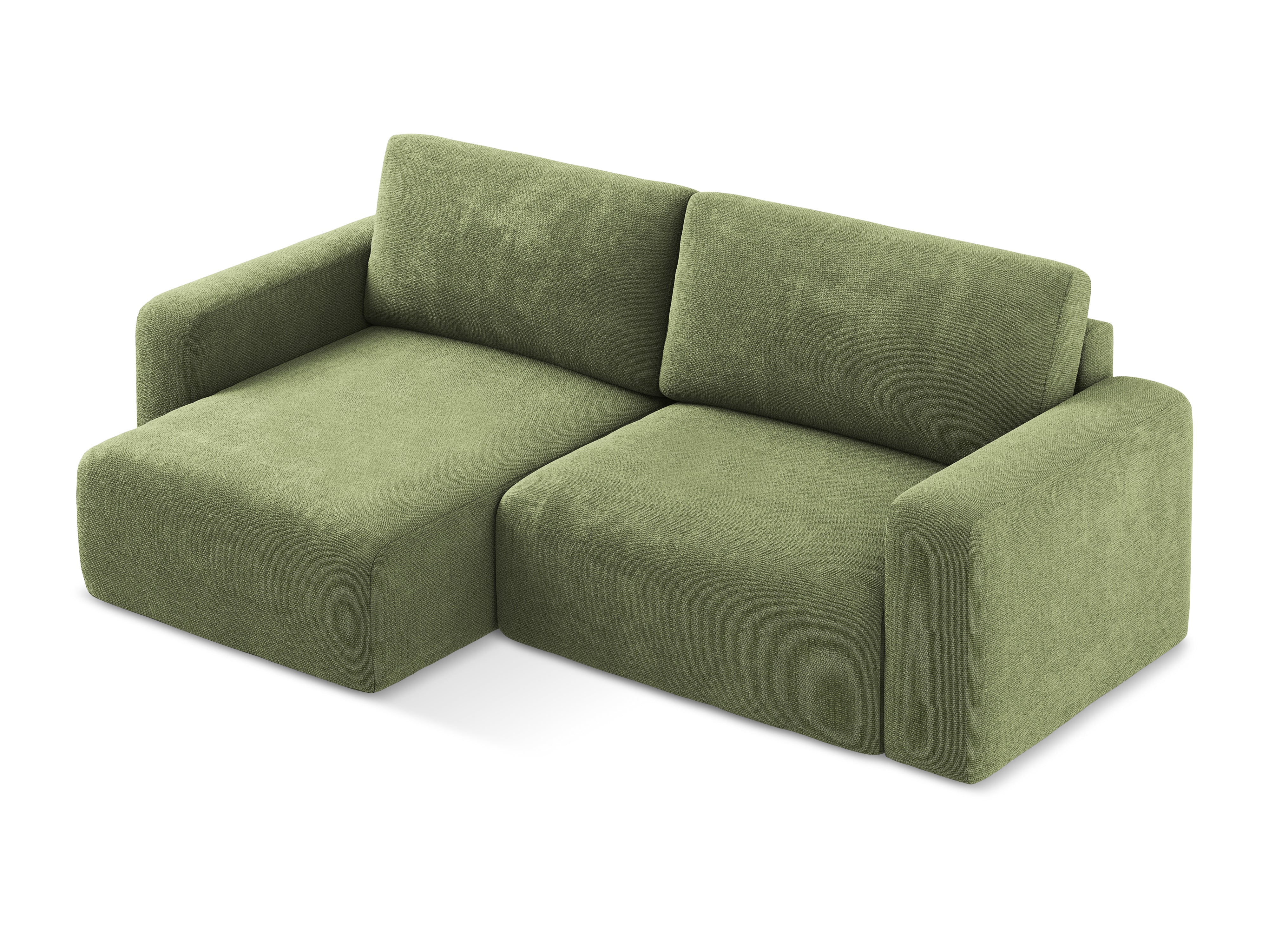 Left-facing corner sofa bed KONA green chenille