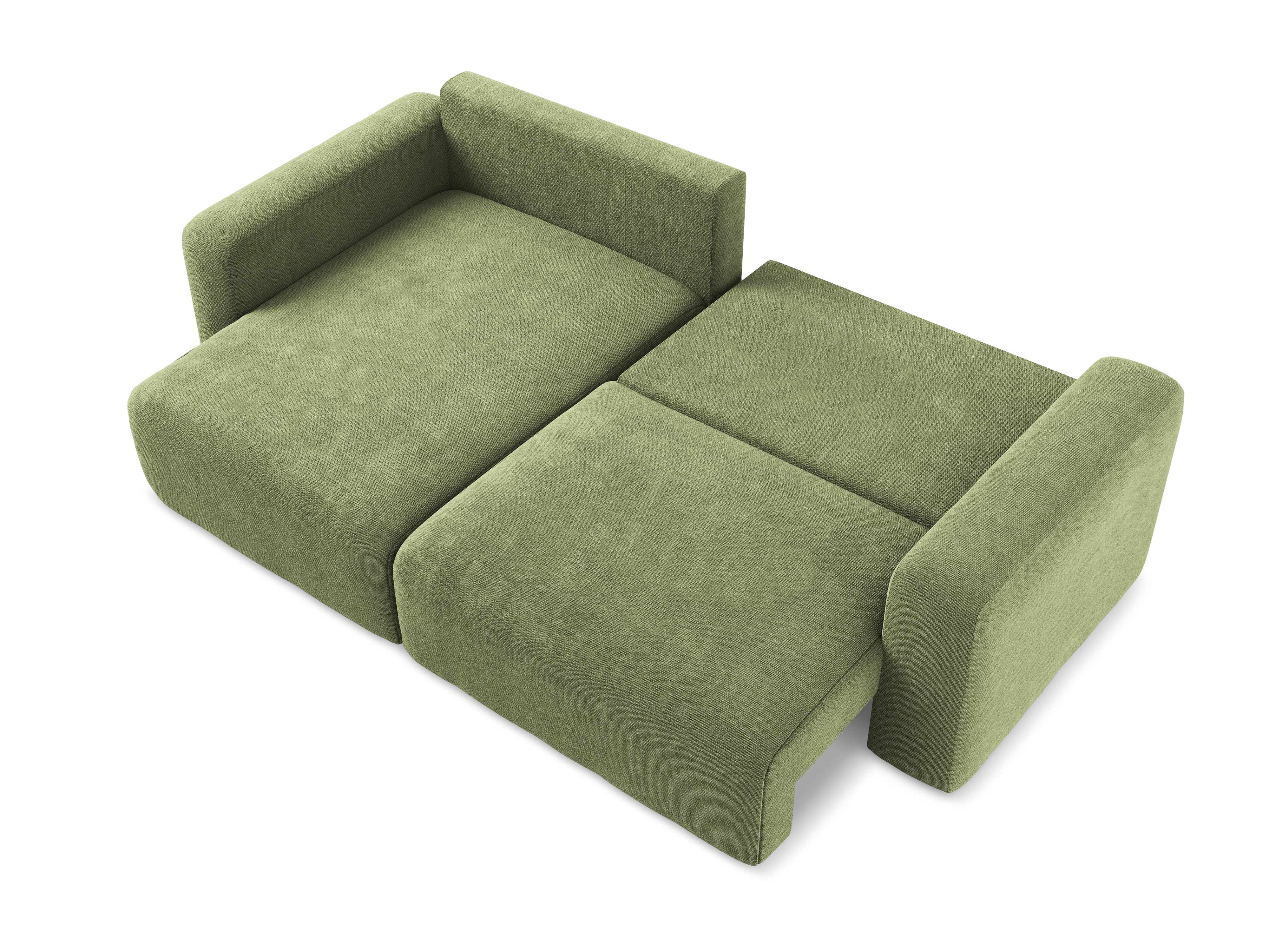 Left-facing corner sofa bed KONA green chenille
