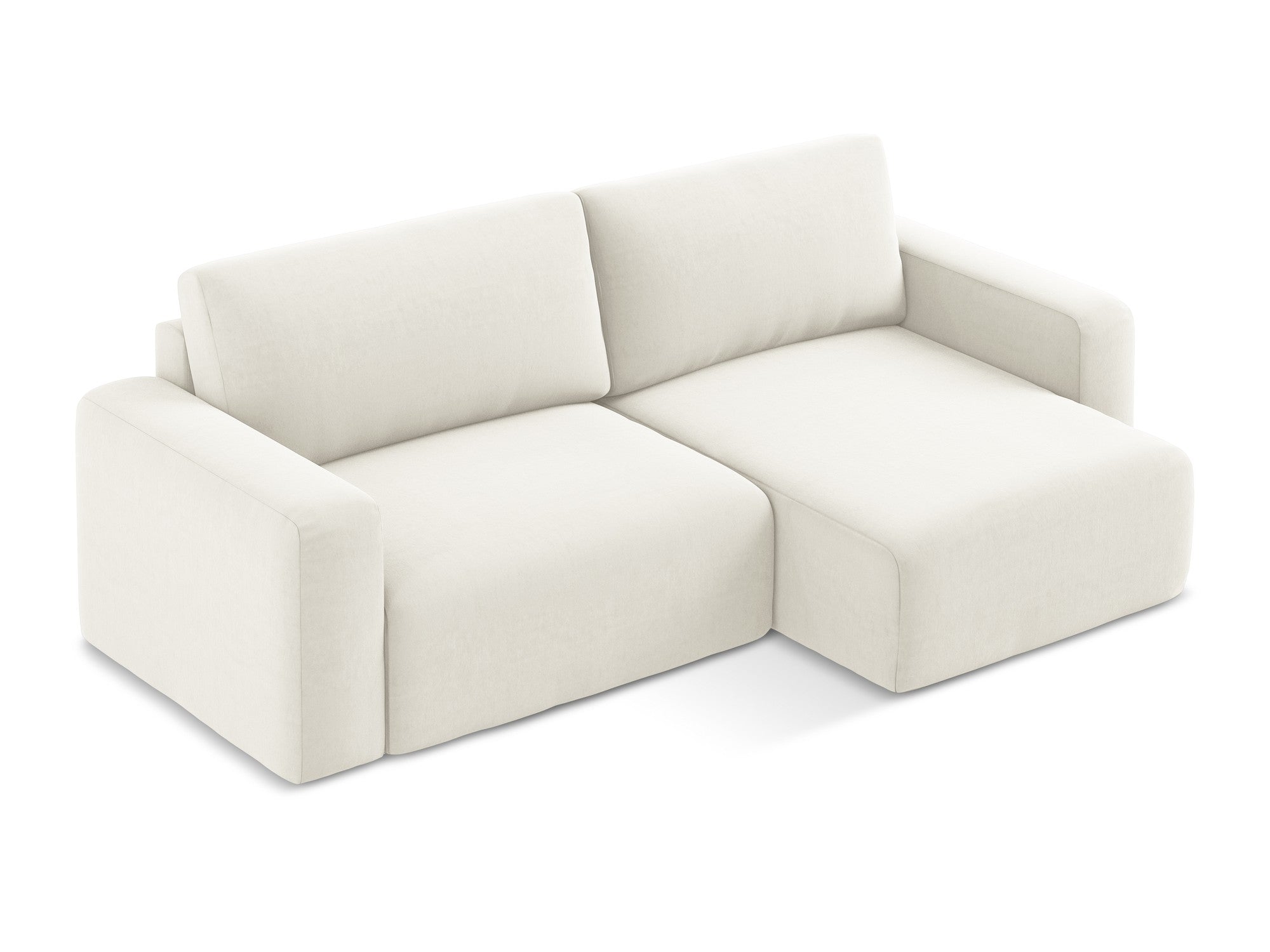 Right-facing velvet corner sofa bed KONA light beige