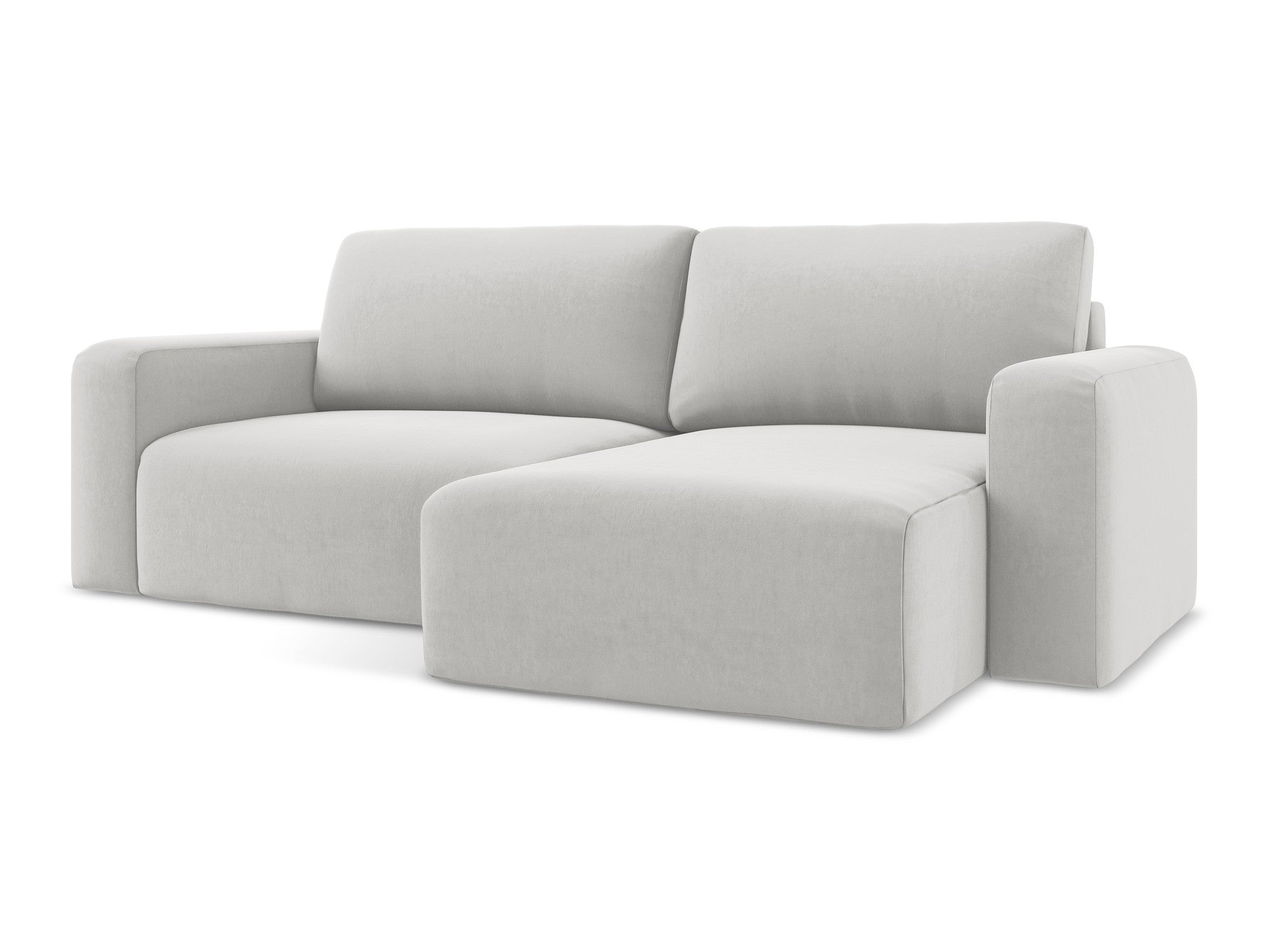 Right-facing velvet corner sofa bed KONA silver gray
