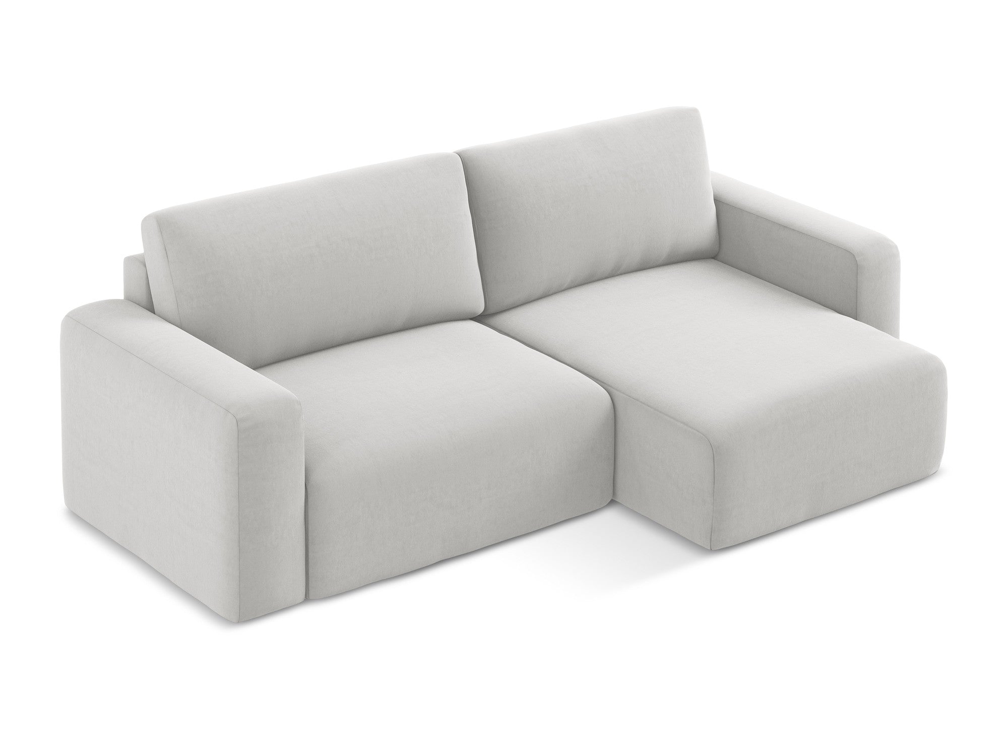 Right-facing velvet corner sofa bed KONA silver gray
